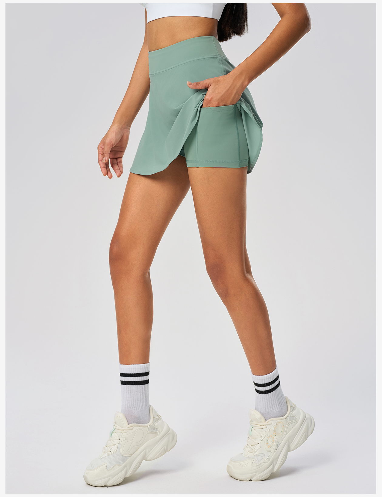 Women's High - Waisted Light Purple Skort, 2 - in - 1 Tennis & Golf Skirt with Pockets