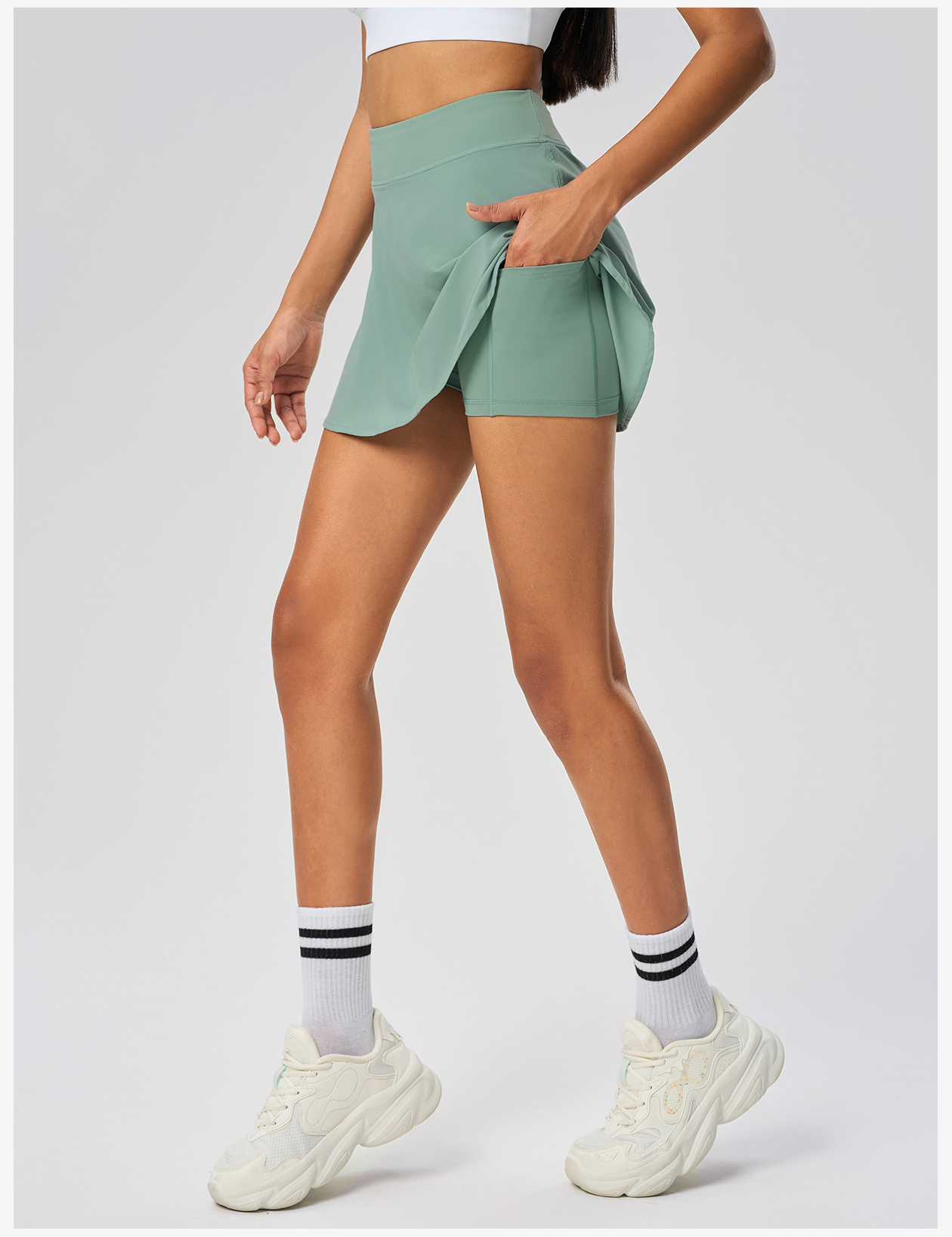 Women's High - Waisted Light Purple Skort, 2 - in - 1 Tennis & Golf Skirt with Pockets