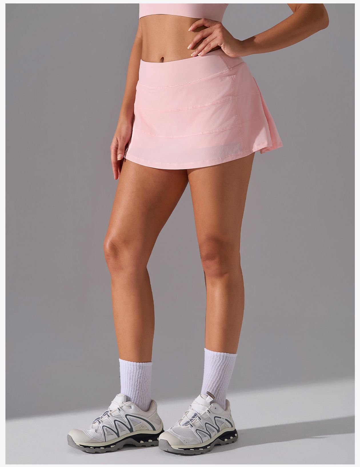 Women's Pink Tennis Skirt, High - Waisted Athletic Golf Skort with Built - in Shorts