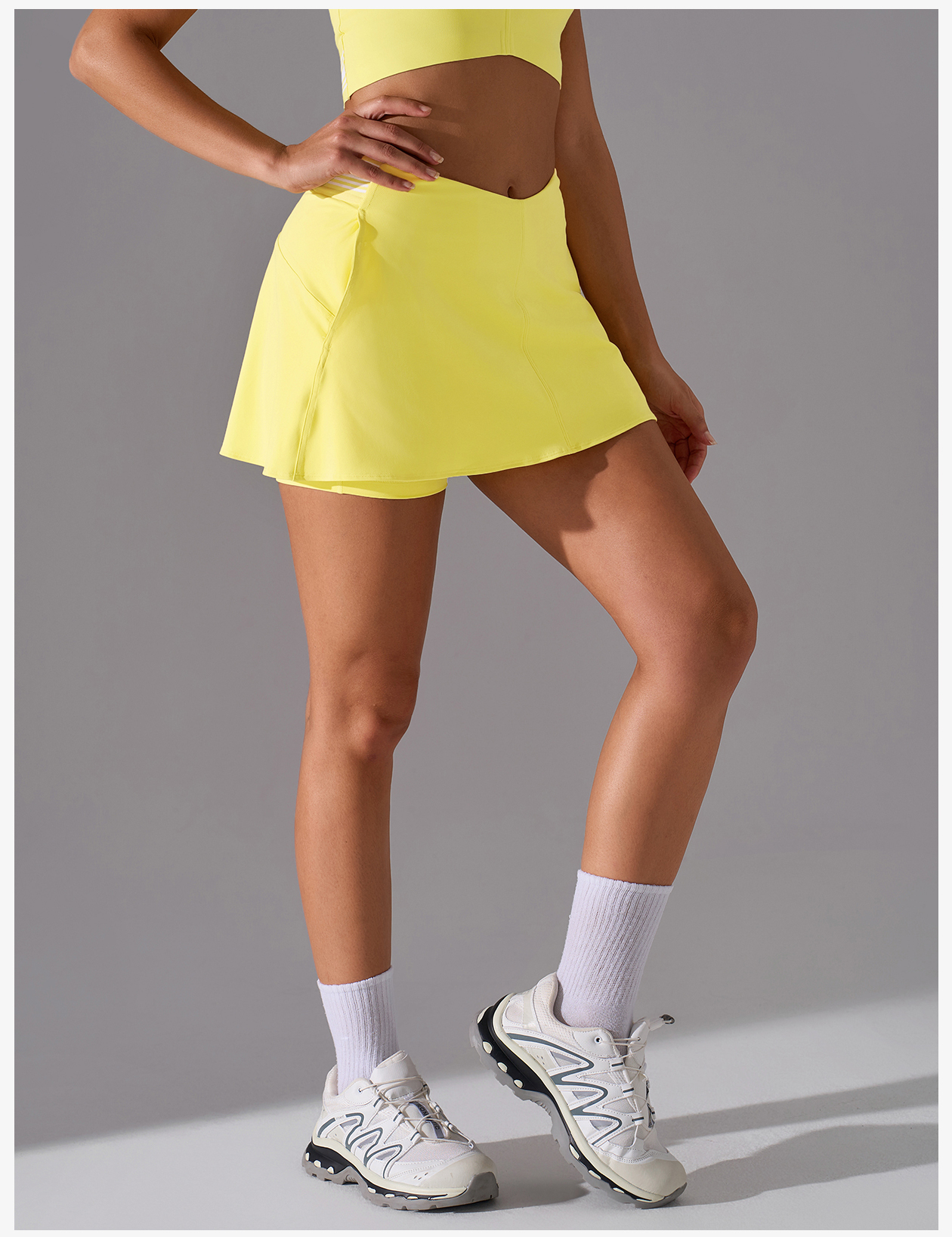 Women's Bright Yellow Athletic Skort, Built - in Shorts, Tennis & Golf Skirt