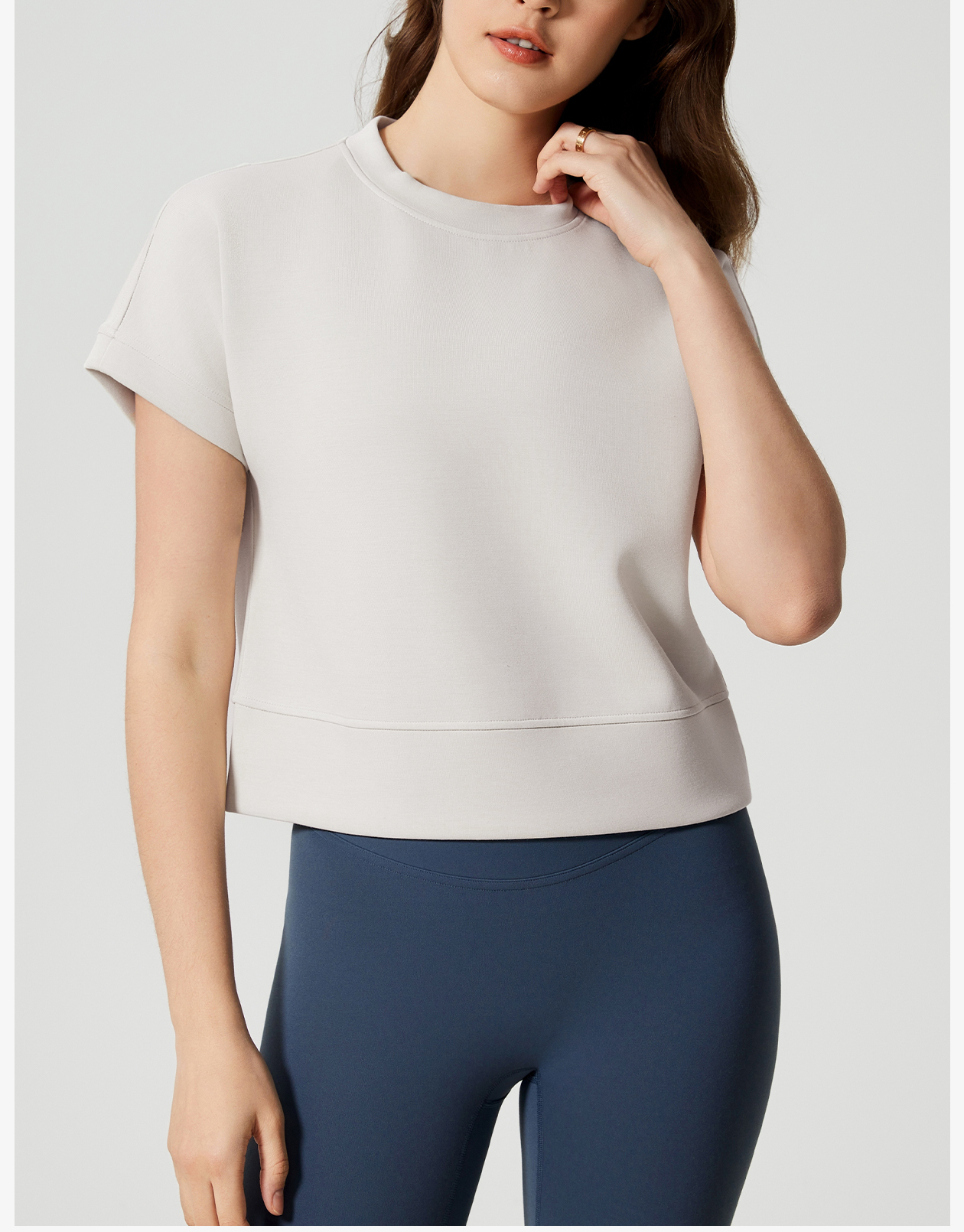 Women's Light Purple Short - Sleeve Sweatshirt, Casual Athleisure Top