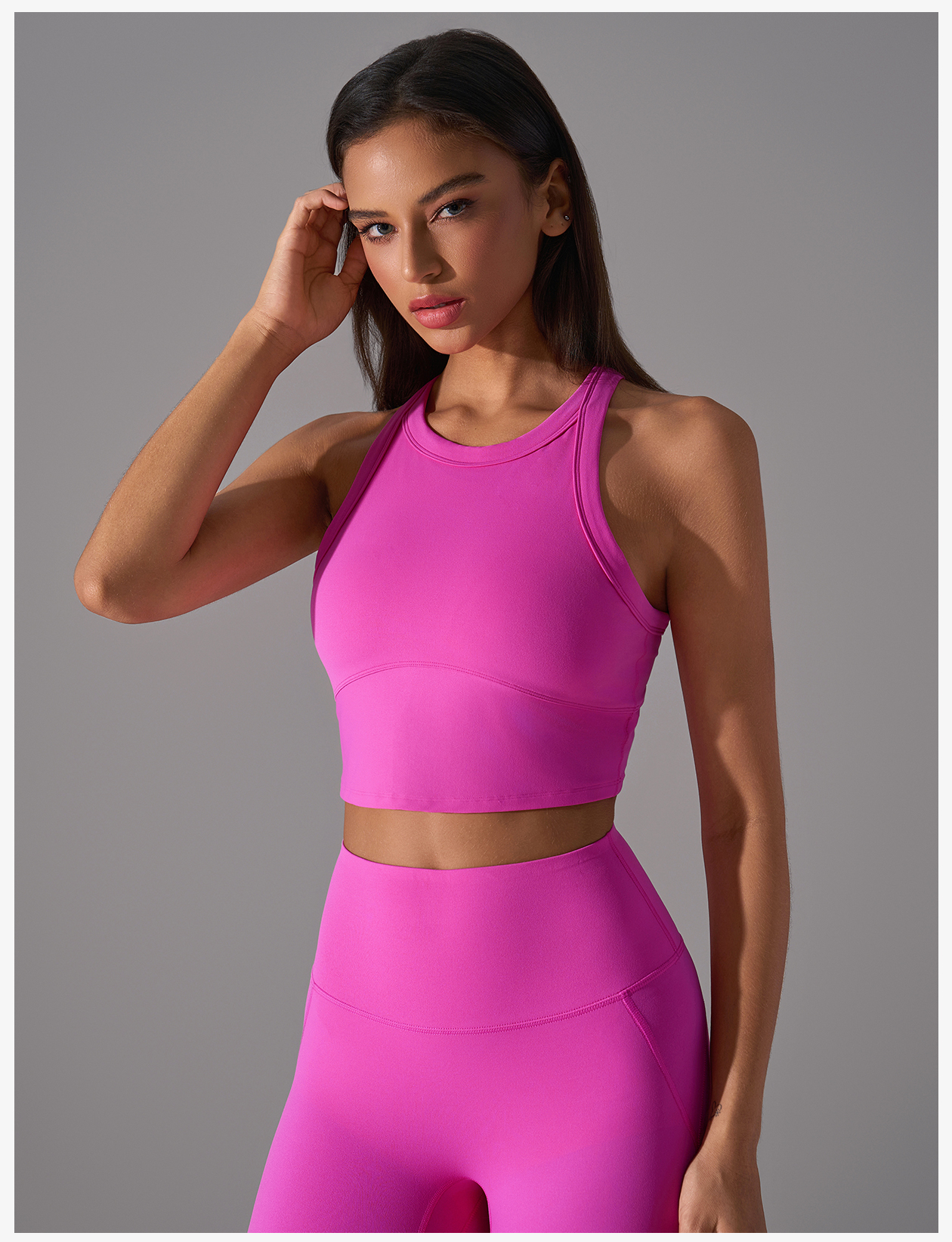 Women's Blue Racerback Crop Tank Top & High - Waisted Leggings Set, Yoga & Workout