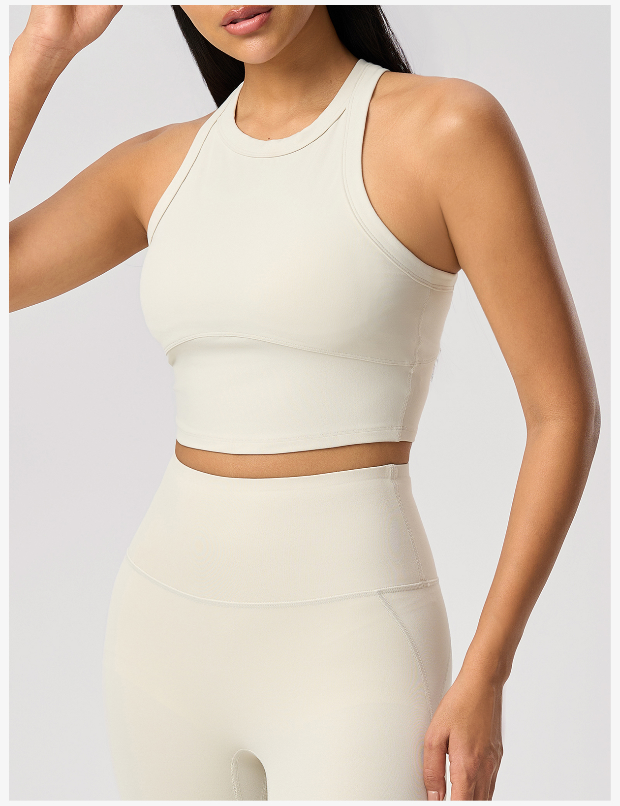 Women's Blue Racerback Crop Tank Top & High - Waisted Leggings Set, Yoga & Workout