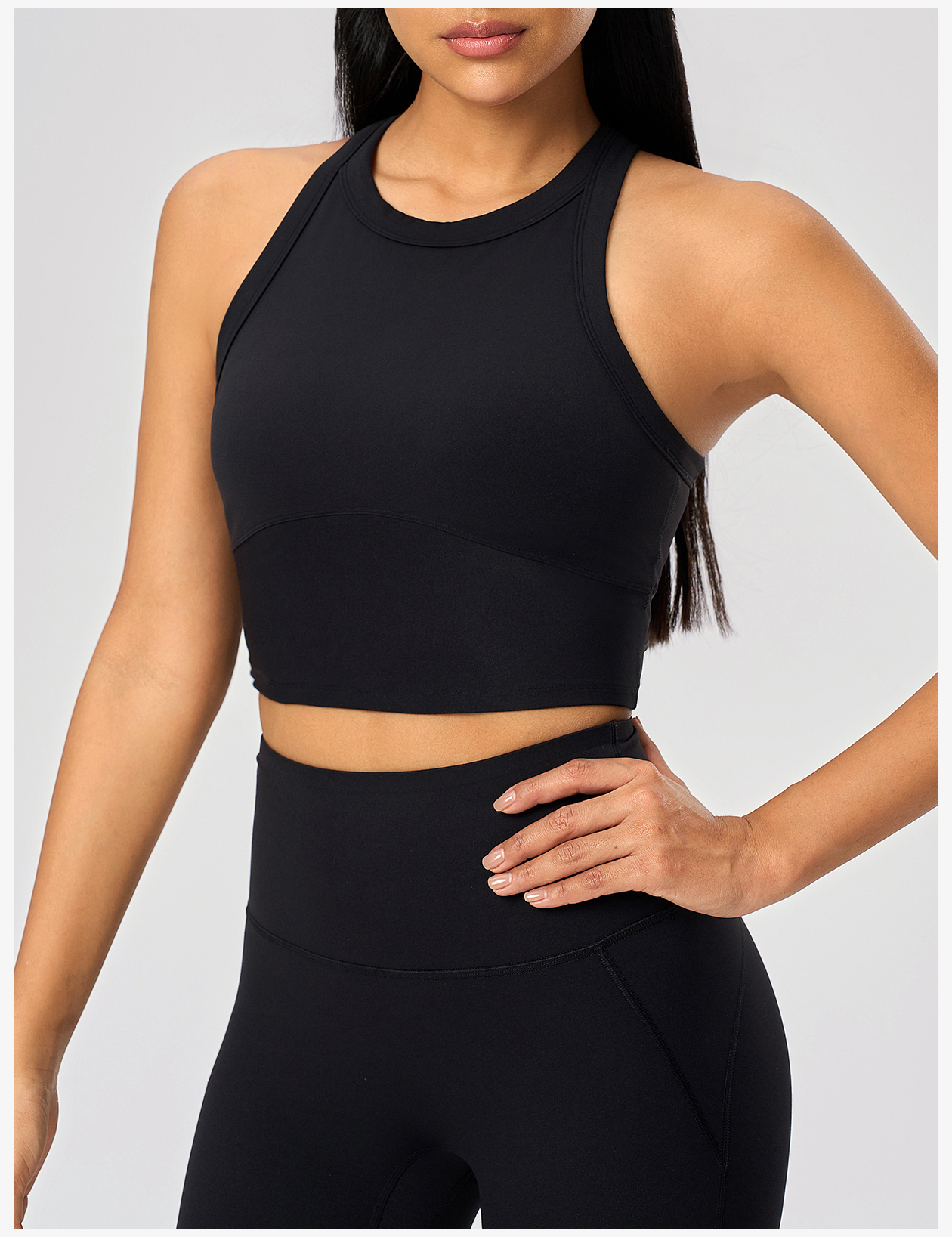 Women's Blue Racerback Crop Tank Top & High - Waisted Leggings Set, Yoga & Workout