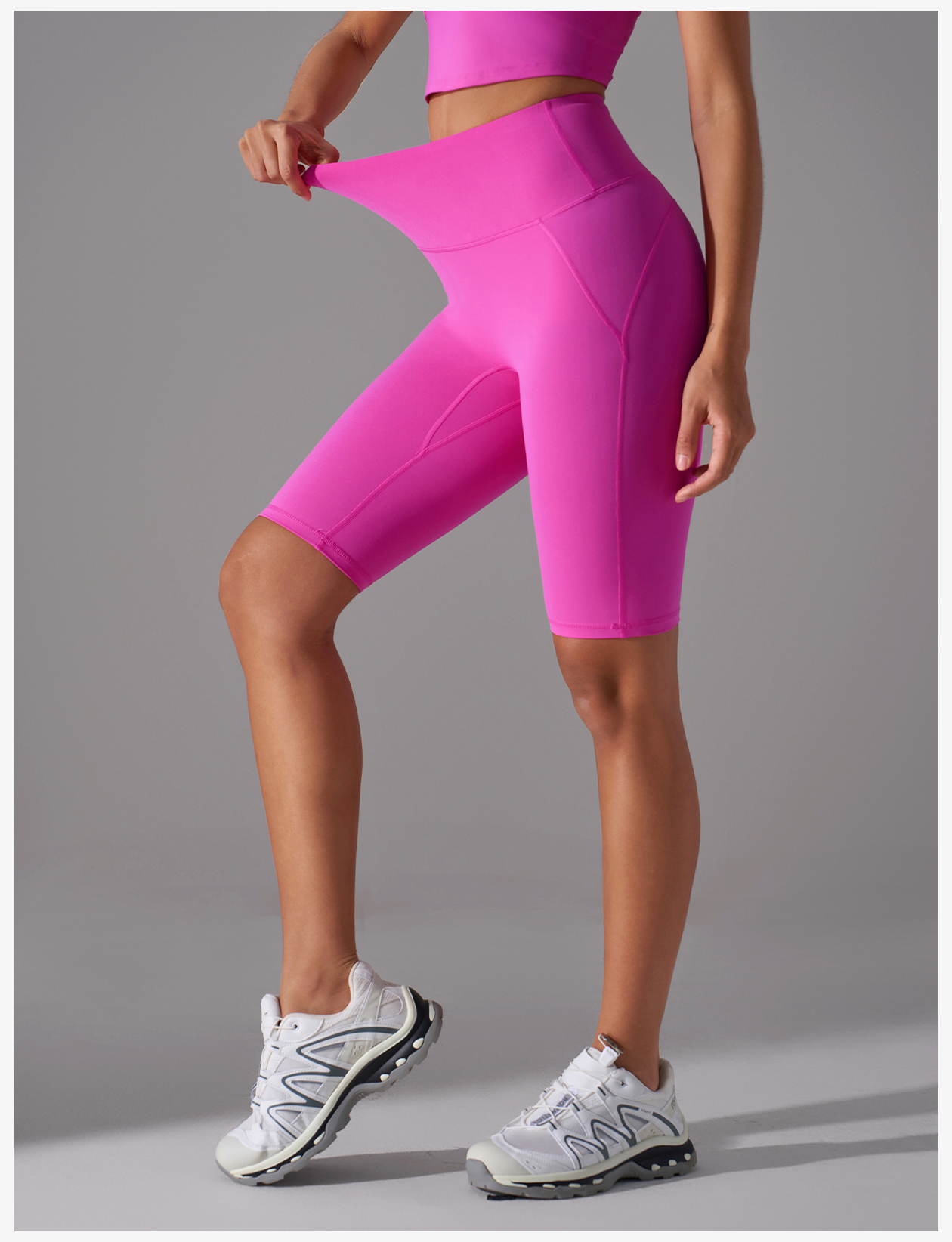 Women's High - Waisted Yoga Shorts - Blue Tummy Control Athletic Biker Shorts for Workout