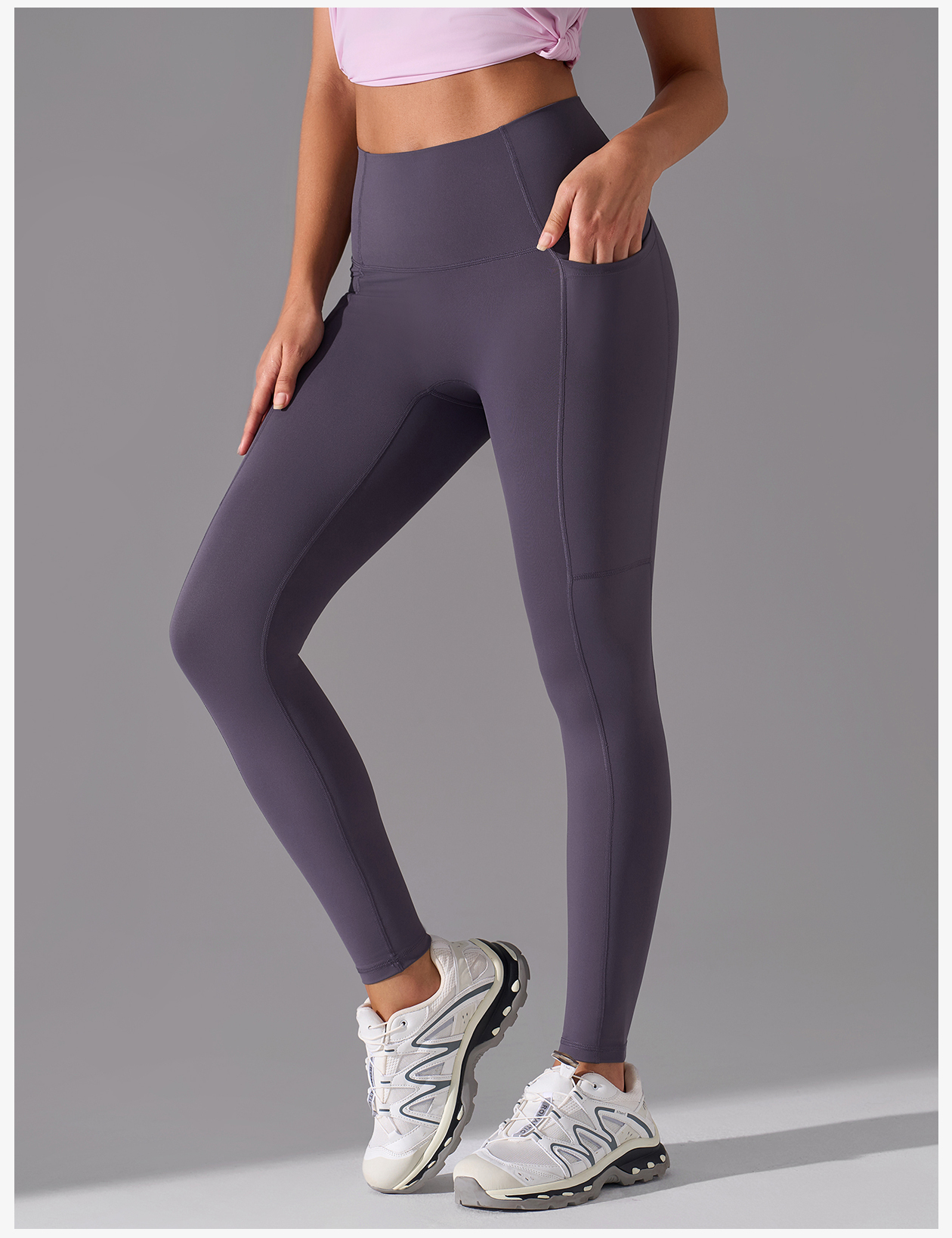 Women's Light Green High - Waisted Leggings with Pockets, Yoga & Workout