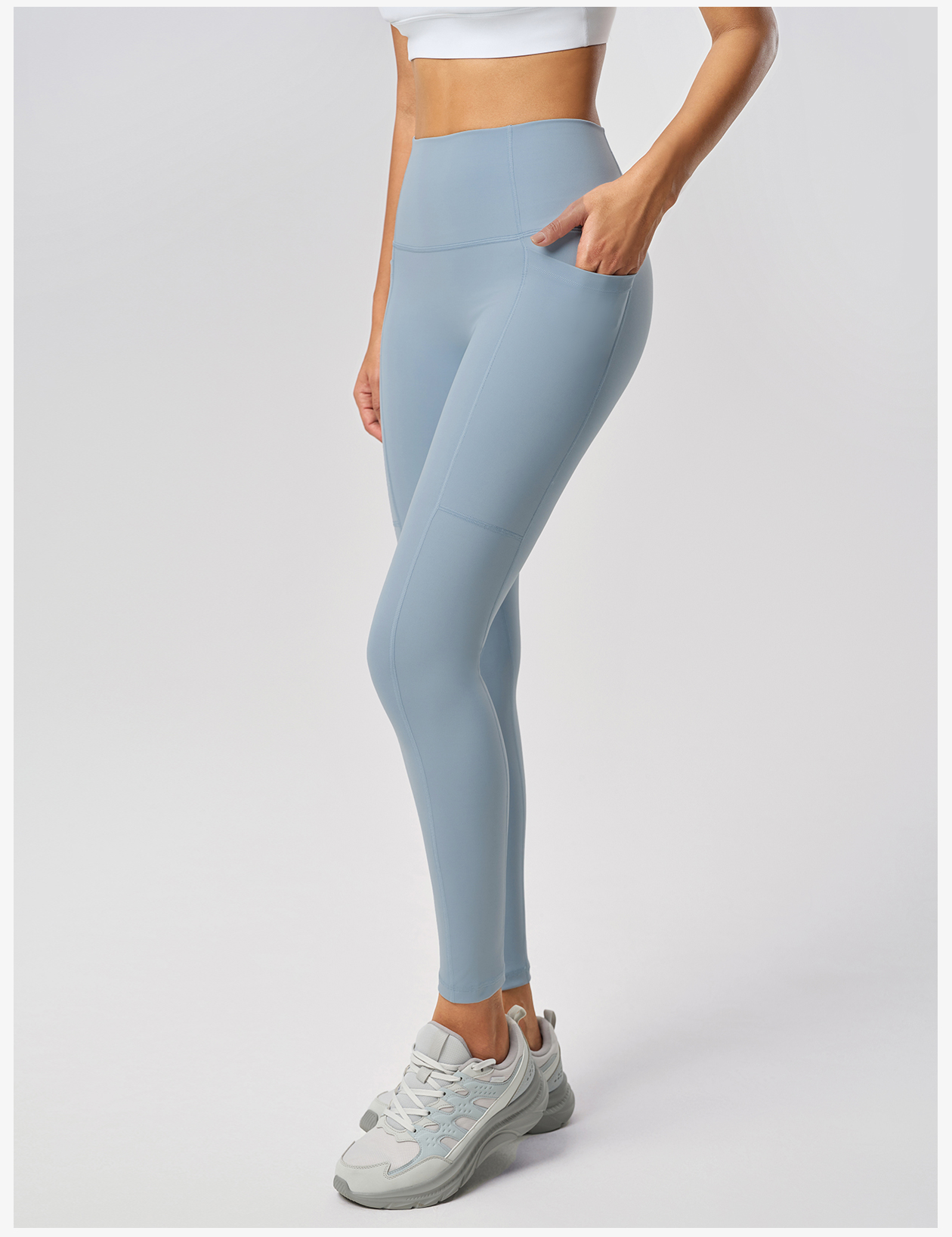 Women's Light Green High - Waisted Leggings with Pockets, Yoga & Workout