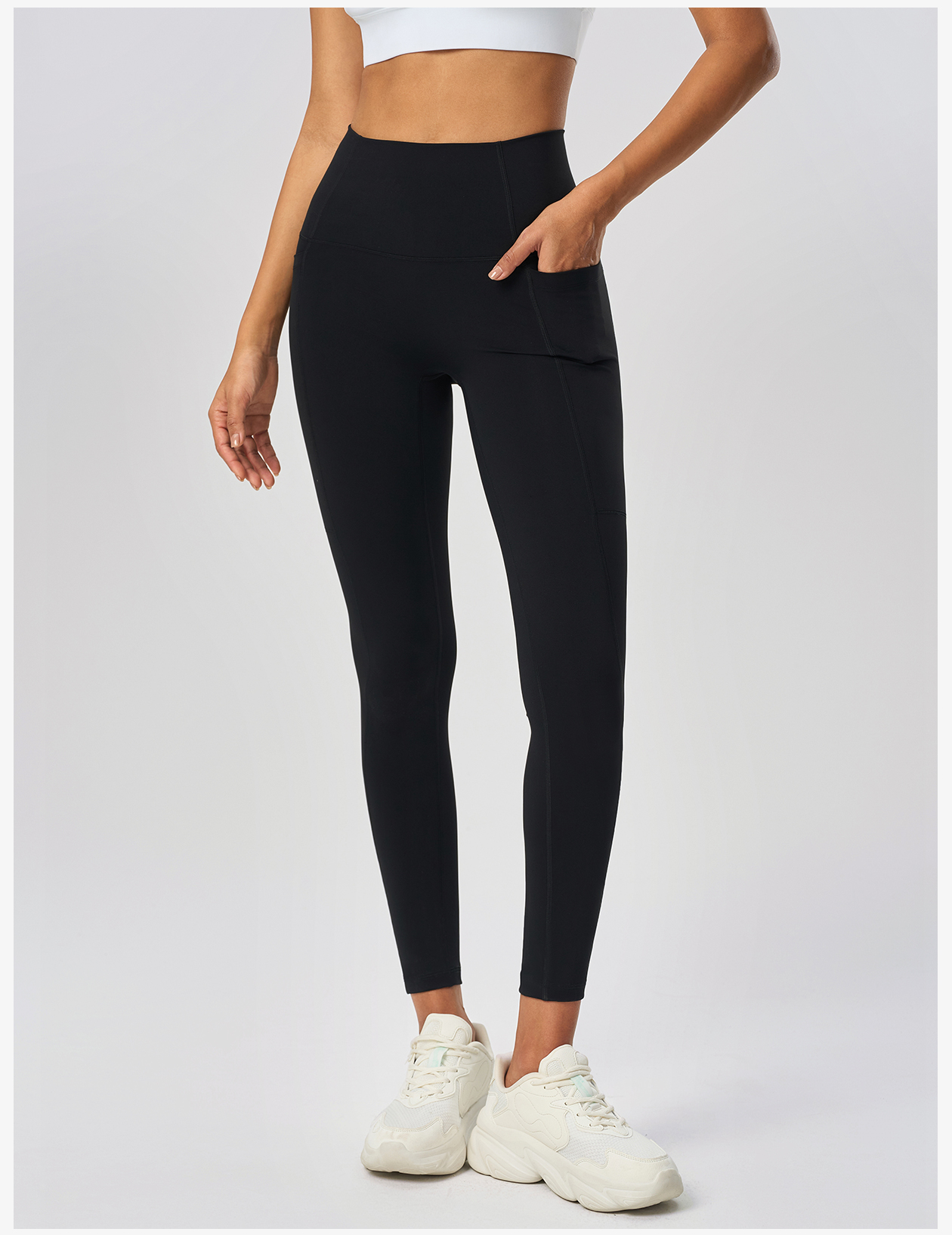 Women's Light Green High - Waisted Leggings with Pockets, Yoga & Workout