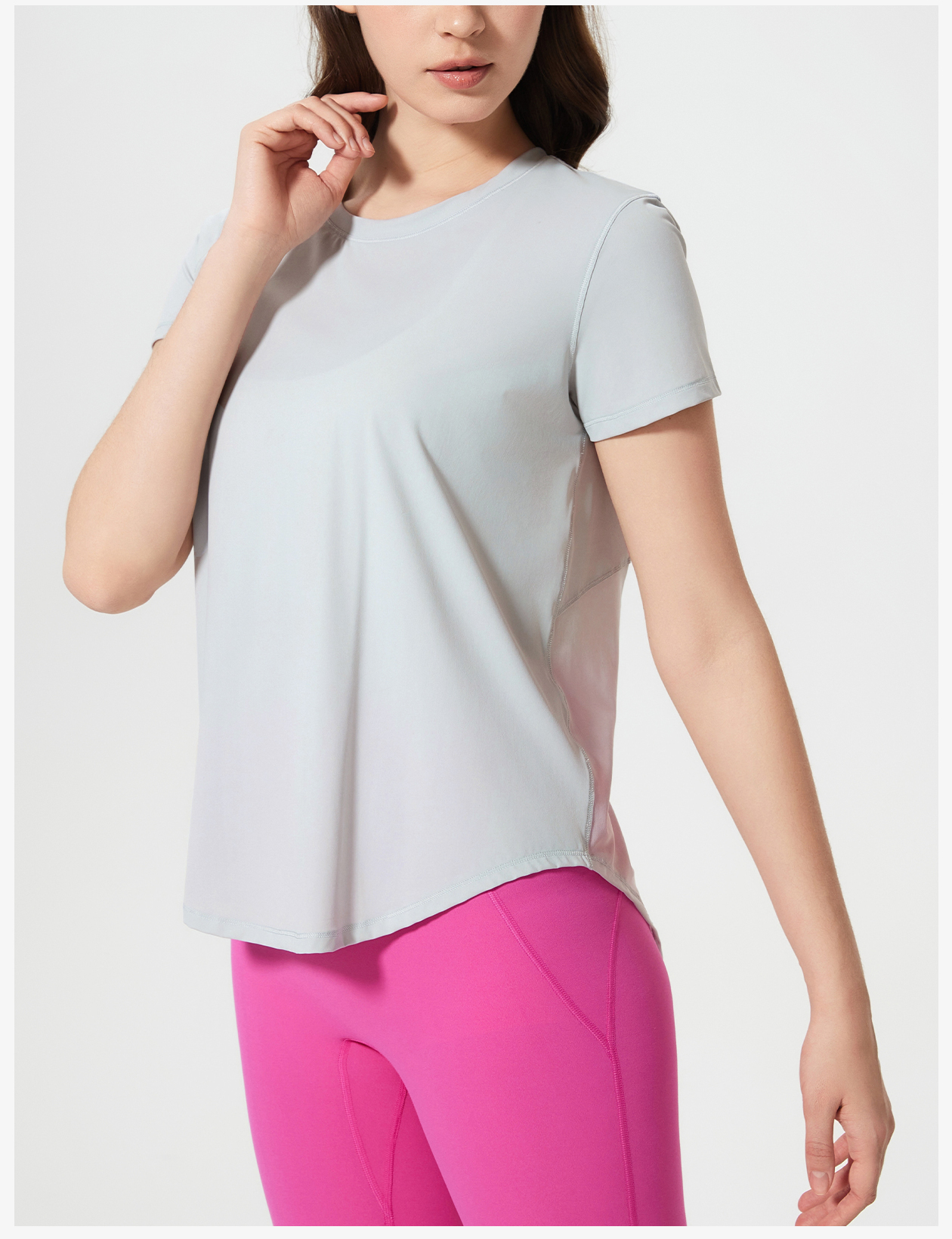 Women's Pink Crew Neck Short - Sleeve T - Shirt, Casual & Workout Top