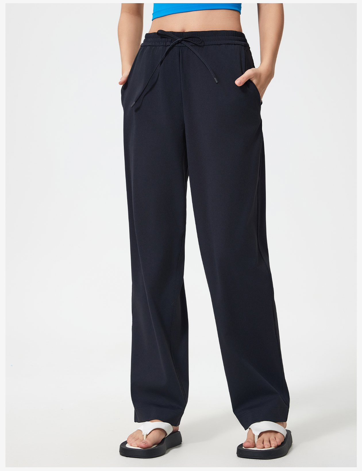 Women's High-Waisted Loose Fit Lounge Pants with Drawstring - Light Green Casual Yoga Sweatpants with Pockets