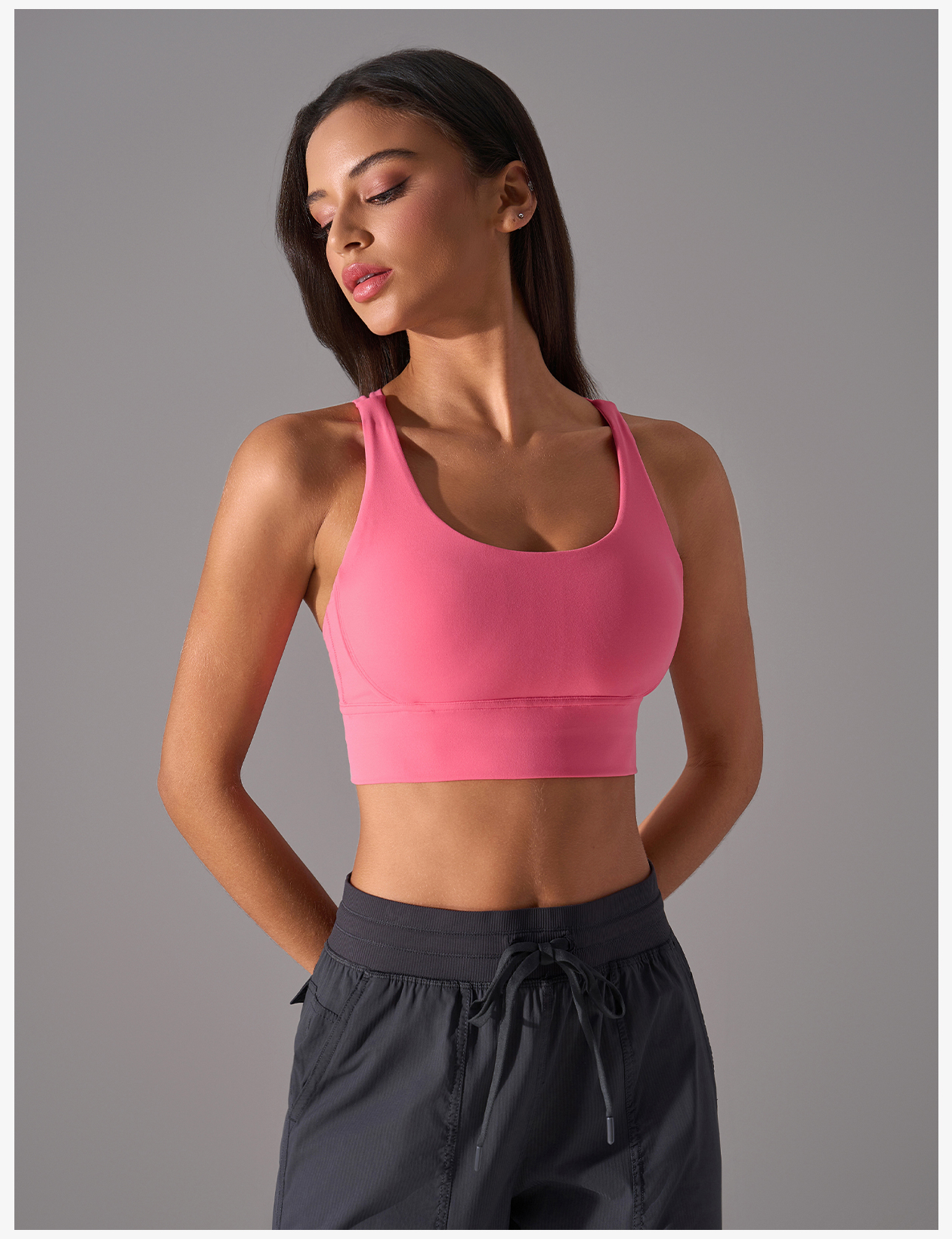 Women's Light Blue Racerback Sports Bra - High Support Yoga Bra for Workout, Fitness