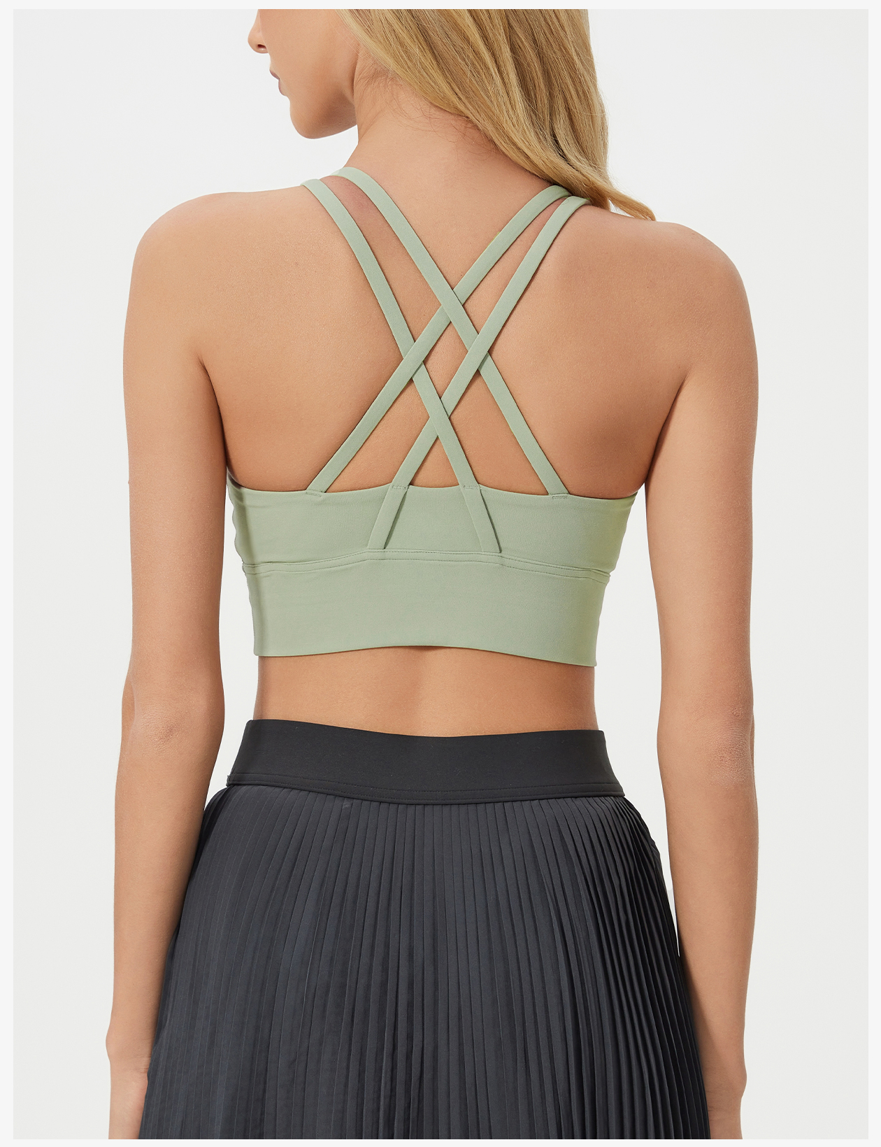 Women's Light Blue Racerback Sports Bra - High Support Yoga Bra for Workout, Fitness