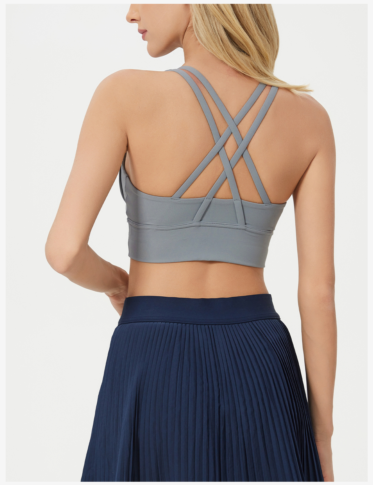 Women's Light Blue Racerback Sports Bra - High Support Yoga Bra for Workout, Fitness