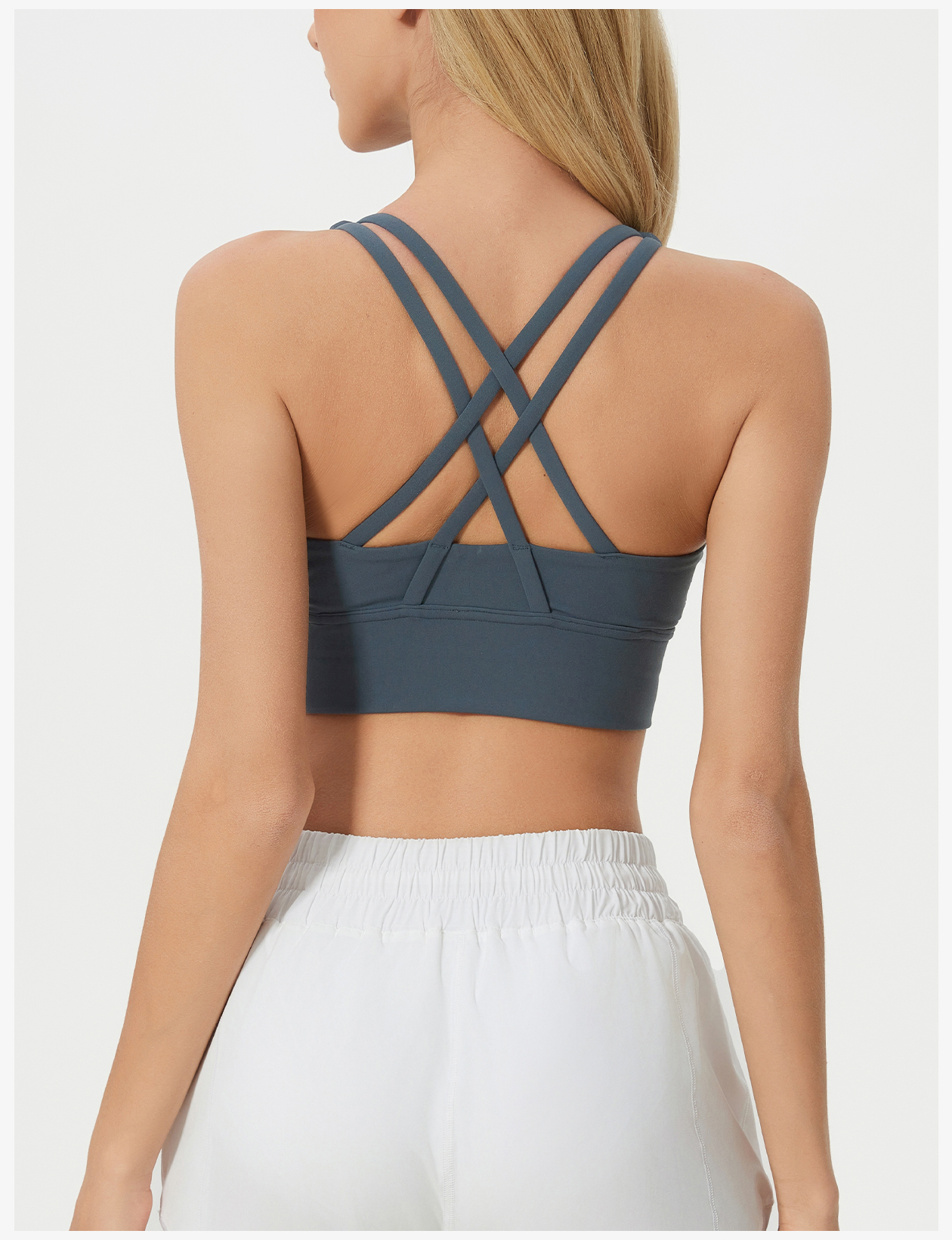 Women's Light Blue Racerback Sports Bra - High Support Yoga Bra for Workout, Fitness