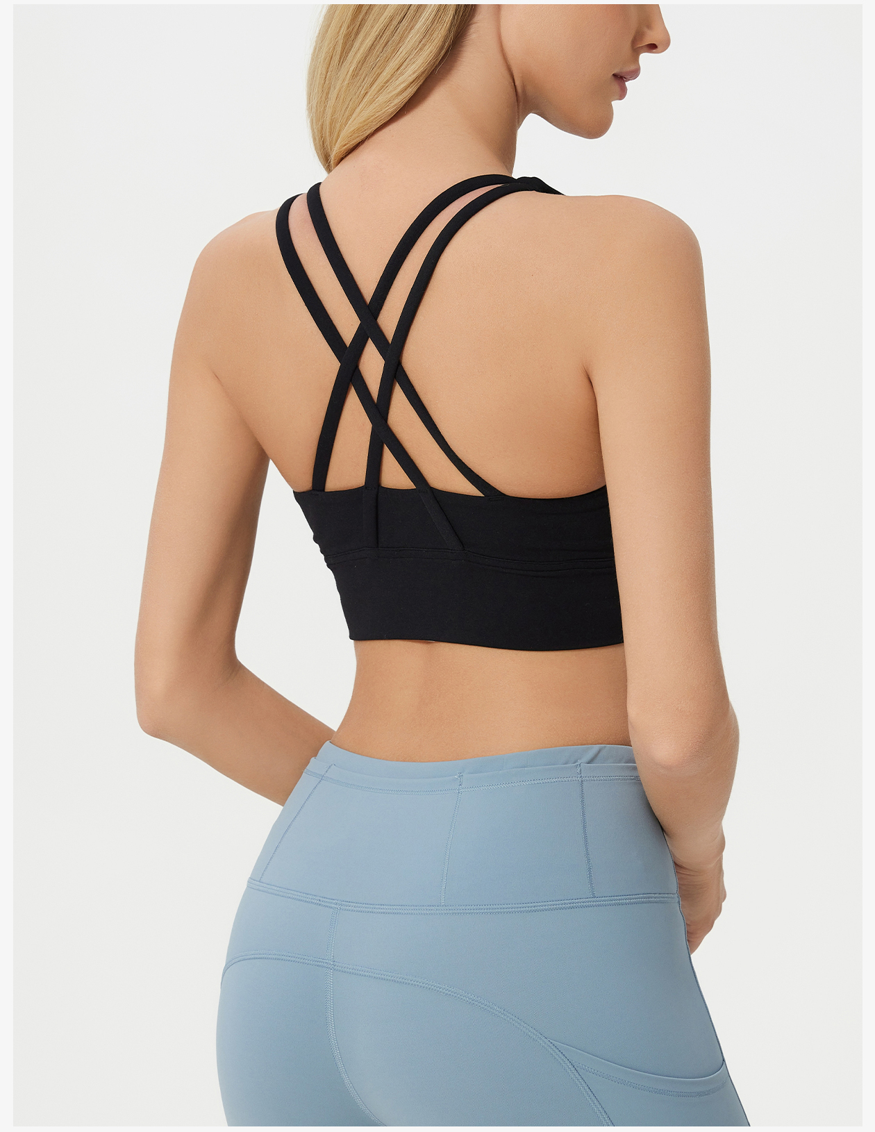 Women's Light Blue Racerback Sports Bra - High Support Yoga Bra for Workout, Fitness