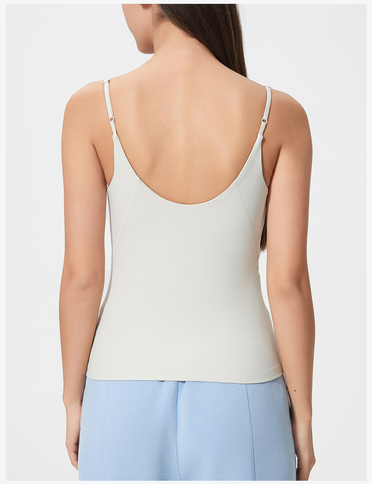 Women's Light Green V-Neck Camisole Tank Top - Slim Fit Yoga & Workout Shirt for Fitness