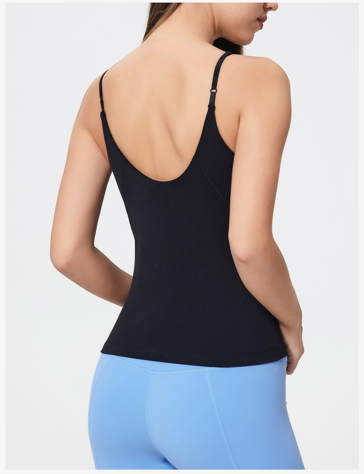 Women's Light Green V-Neck Camisole Tank Top - Slim Fit Yoga & Workout Shirt for Fitness