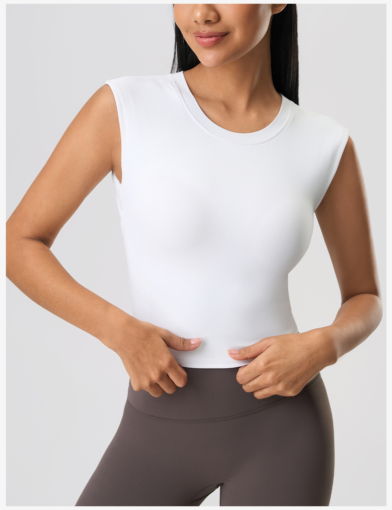 Women's Light Blue Sleeveless Crop Top - Slim Fit Workout Shirt for Yoga & Fitness