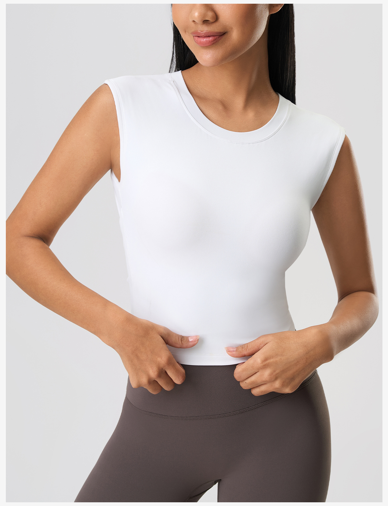 Women's Light Blue Sleeveless Crop Top - Slim Fit Workout Shirt for Yoga & Fitness