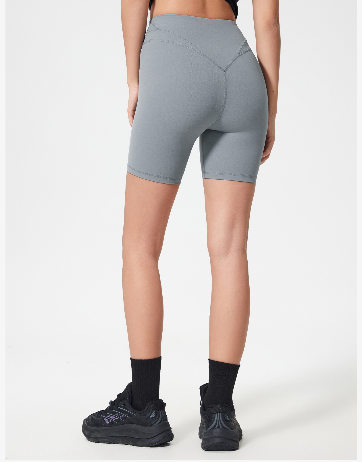 Women's Light Blue High-Waisted Tight Athletic Shorts, Yoga & Workout Biker Shorts