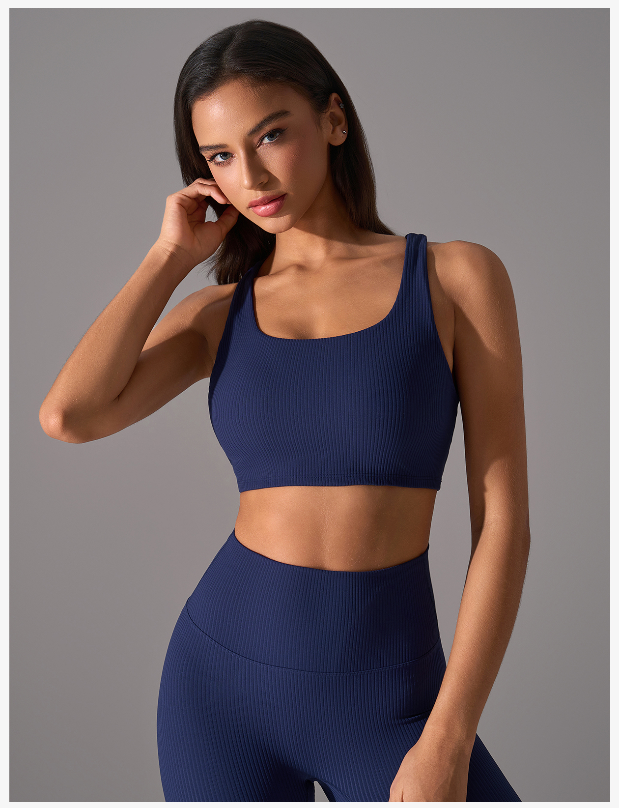 Women's Magenta Ribbed Racerback Sports Bra, Crop Top Yoga Activewear