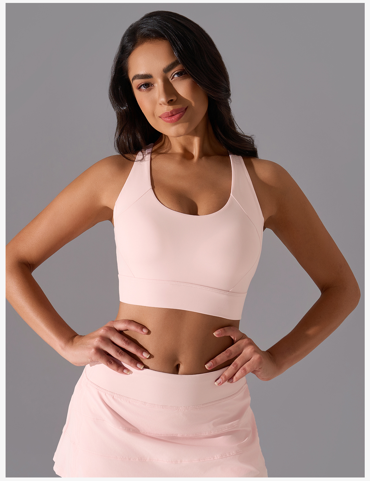 Women's Light Blue Sleeveless Sports Bra, Medium Support Yoga Activewear Top