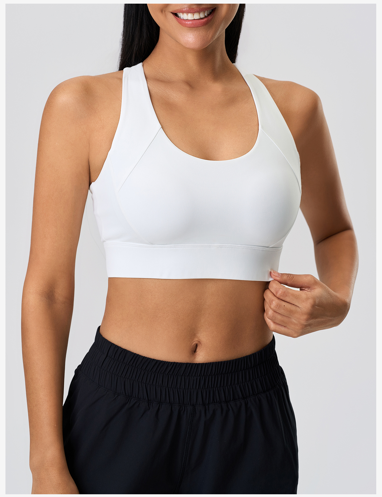 Women's Light Blue Sleeveless Sports Bra, Medium Support Yoga Activewear Top