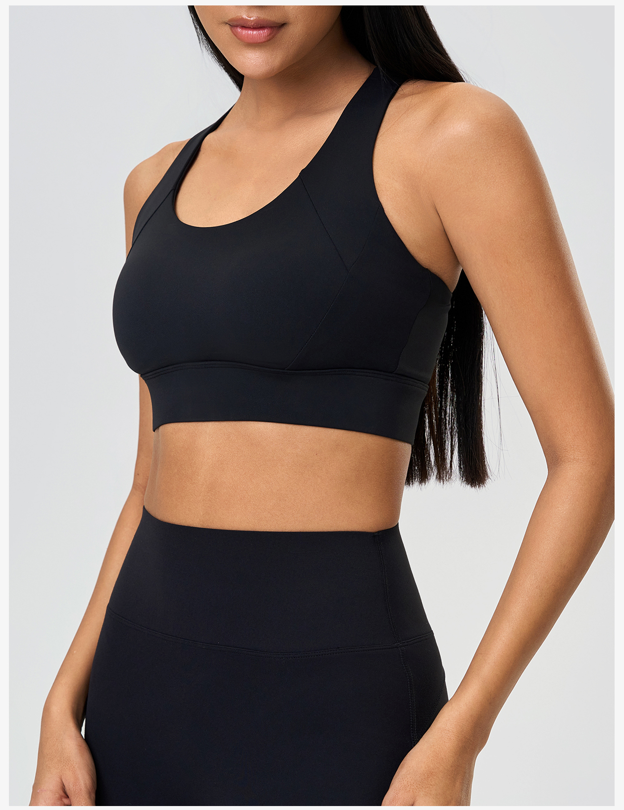 Women's Light Blue Sleeveless Sports Bra, Medium Support Yoga Activewear Top