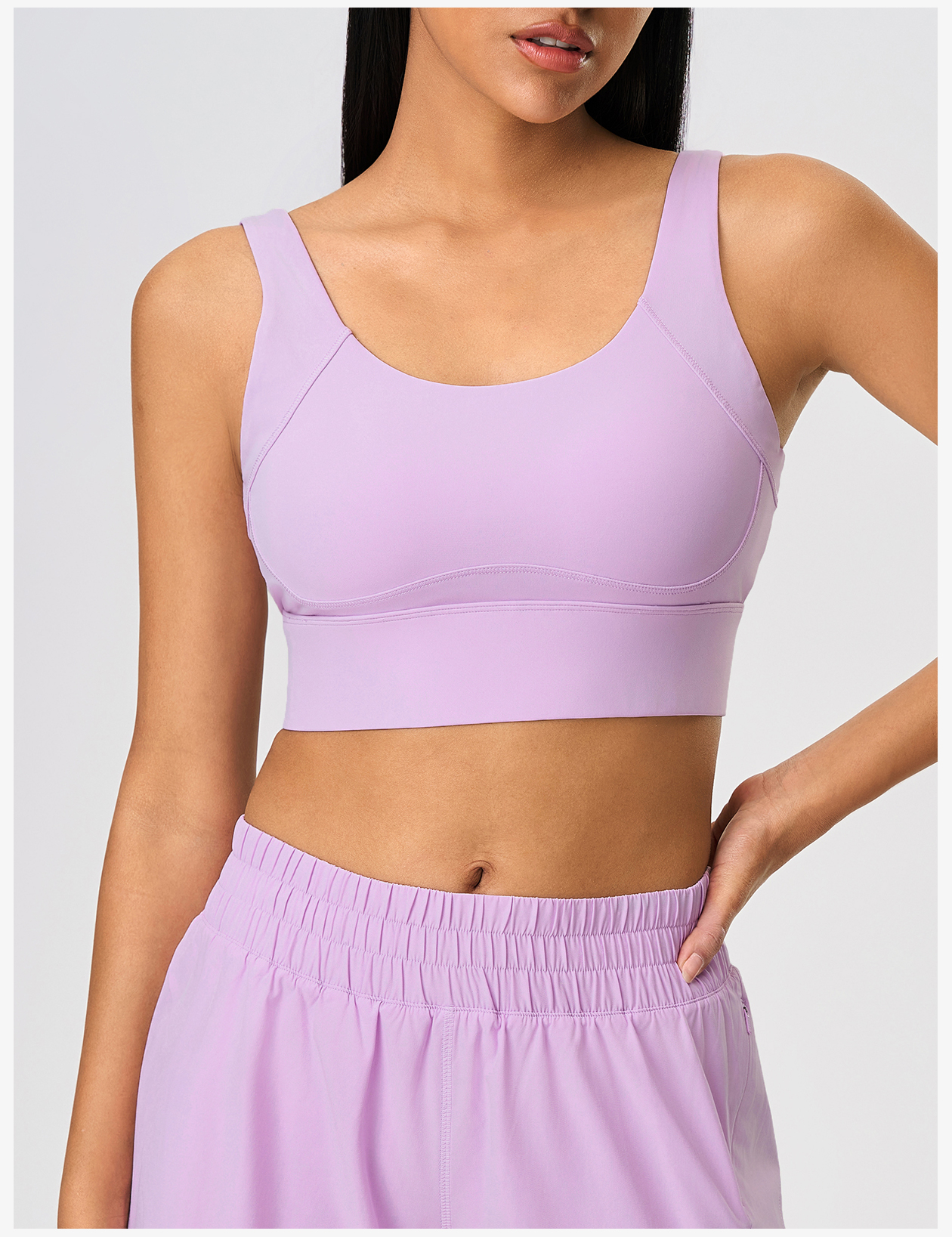 Women's Light Blue Square Neck Sleeveless Sports Bra, Medium Support Yoga Activewear