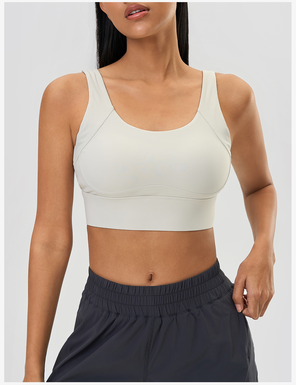 Women's Light Blue Square Neck Sleeveless Sports Bra, Medium Support Yoga Activewear