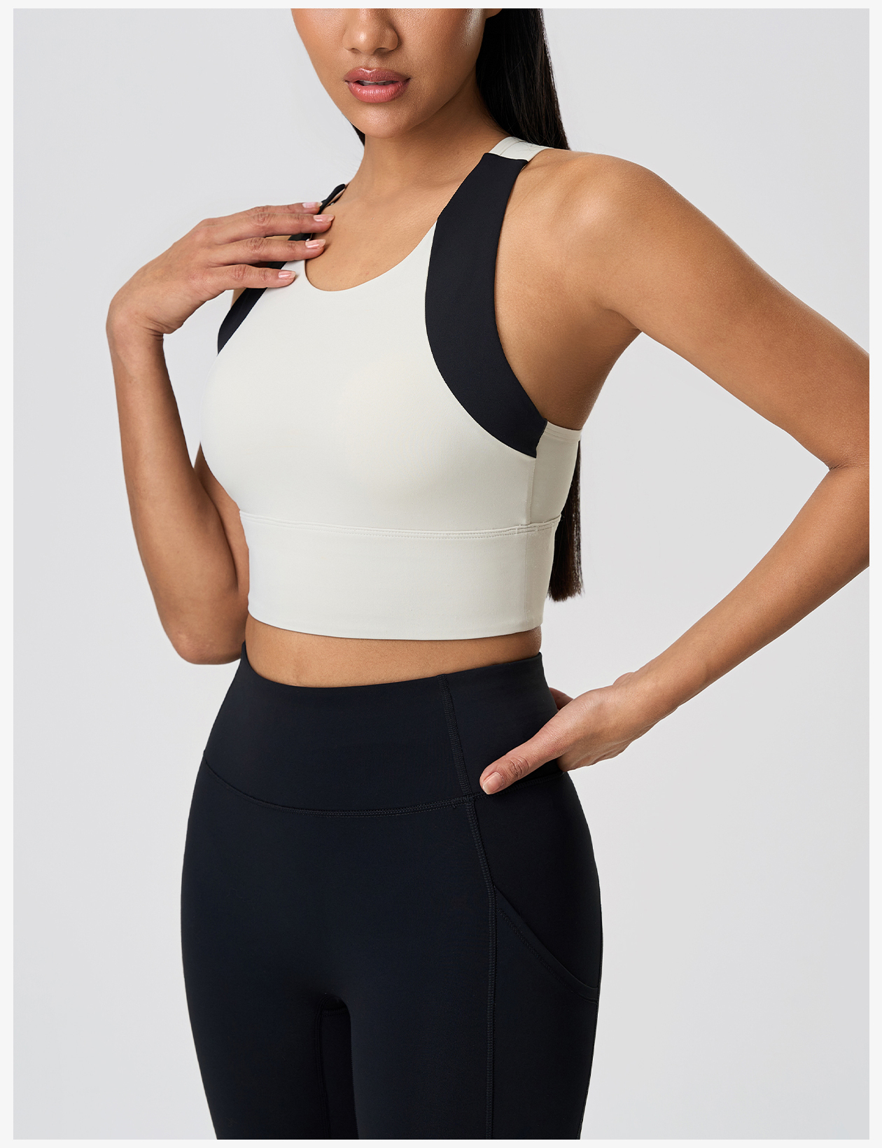 Women's Light Blue Sports Bra with Contrast Straps, Yoga & Workout Set