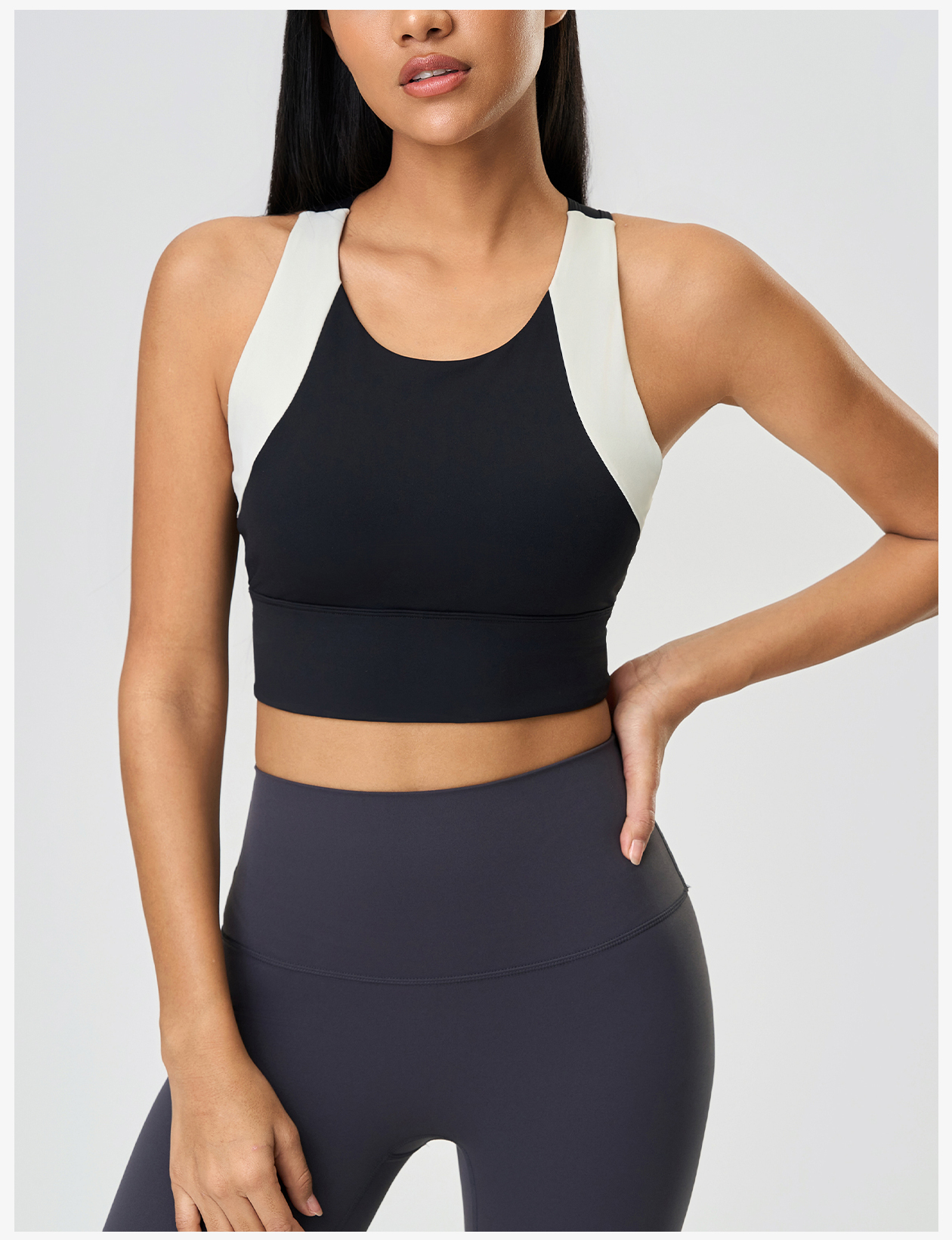 Women's Light Blue Sports Bra with Contrast Straps, Yoga & Workout Set