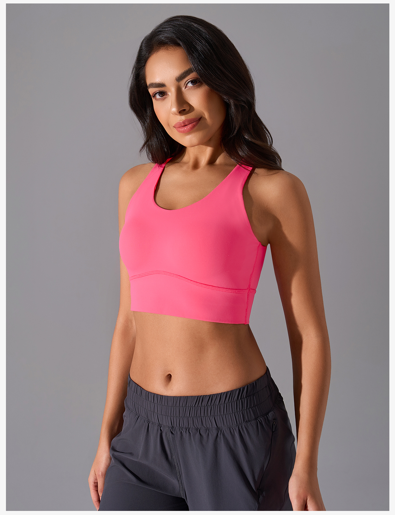 Women's Hot Pink Sleeveless Sports Bra, Medium Support Yoga Activewear Top
