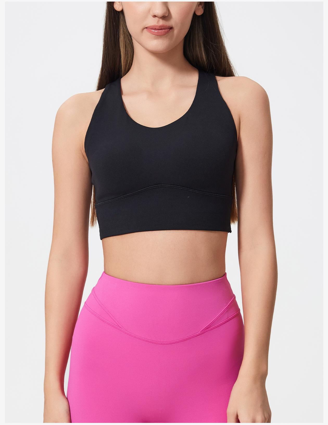 Women's Hot Pink Sleeveless Sports Bra, Medium Support Yoga Activewear Top