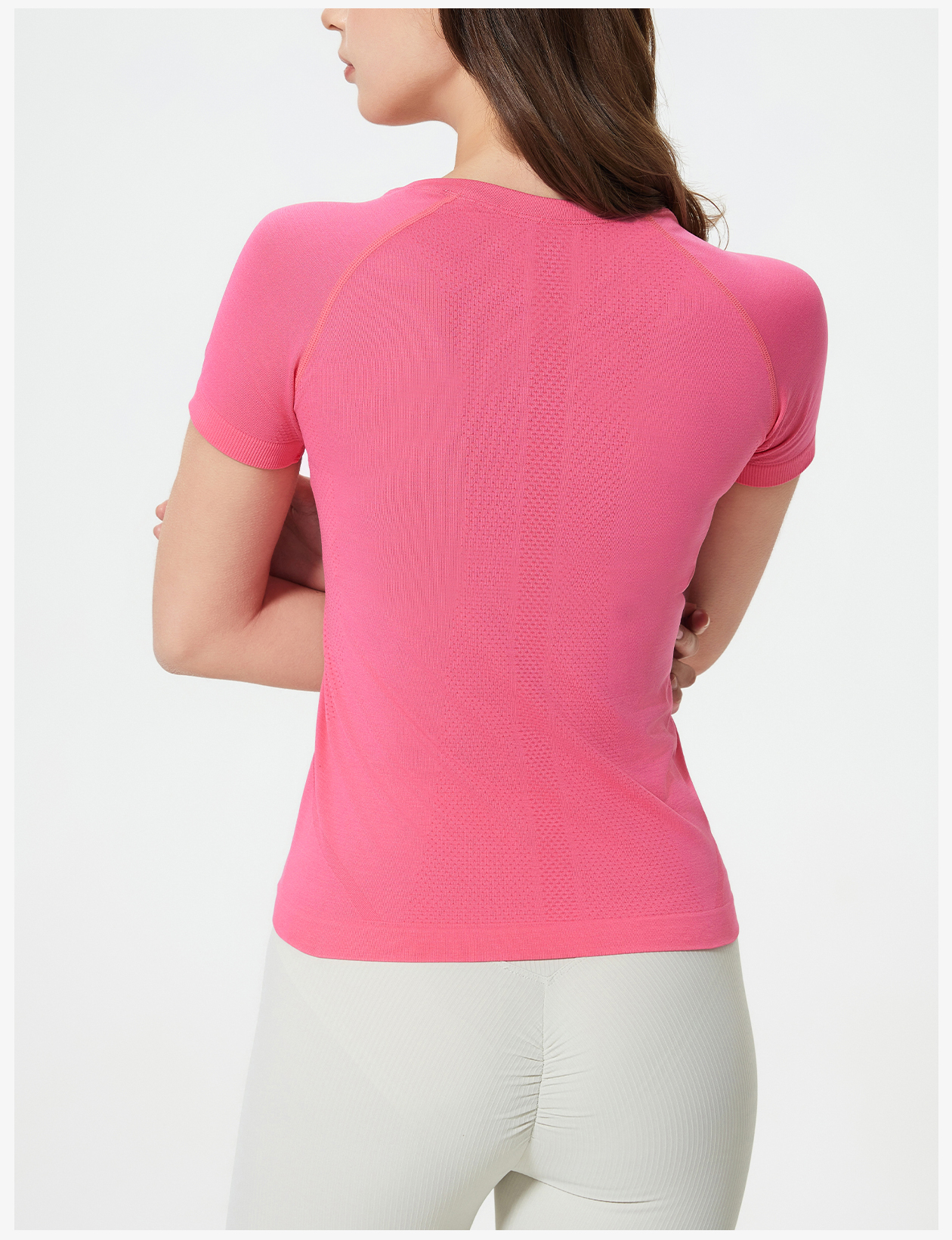 Women's Light Gray Short - Sleeve Seamless Workout Top, Breathable Athletic Shirt for Yoga & Fitness