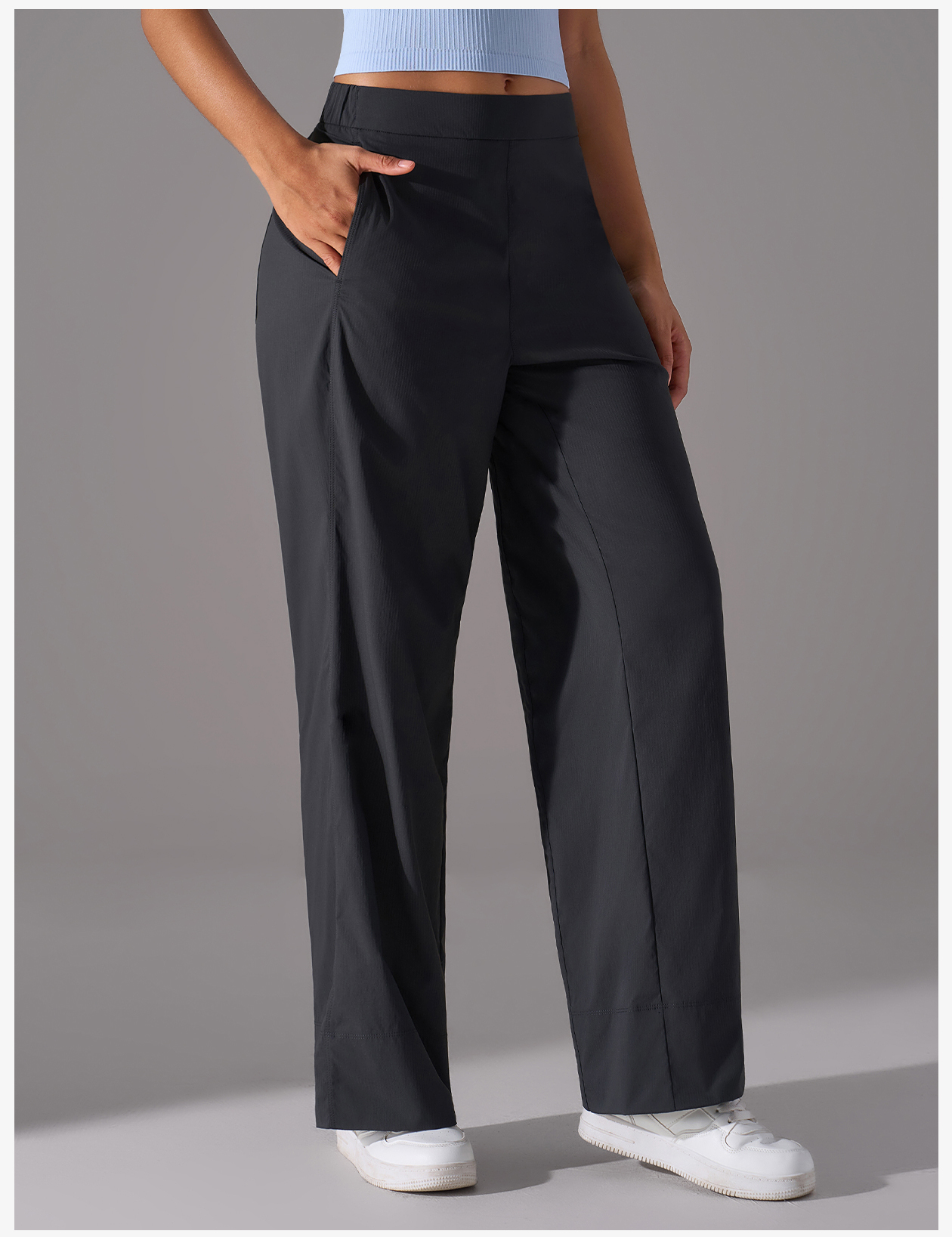 Women's Black High - Waisted Wide - Leg Pants, Loose - Fit Trousers for Yoga & Casual Wear