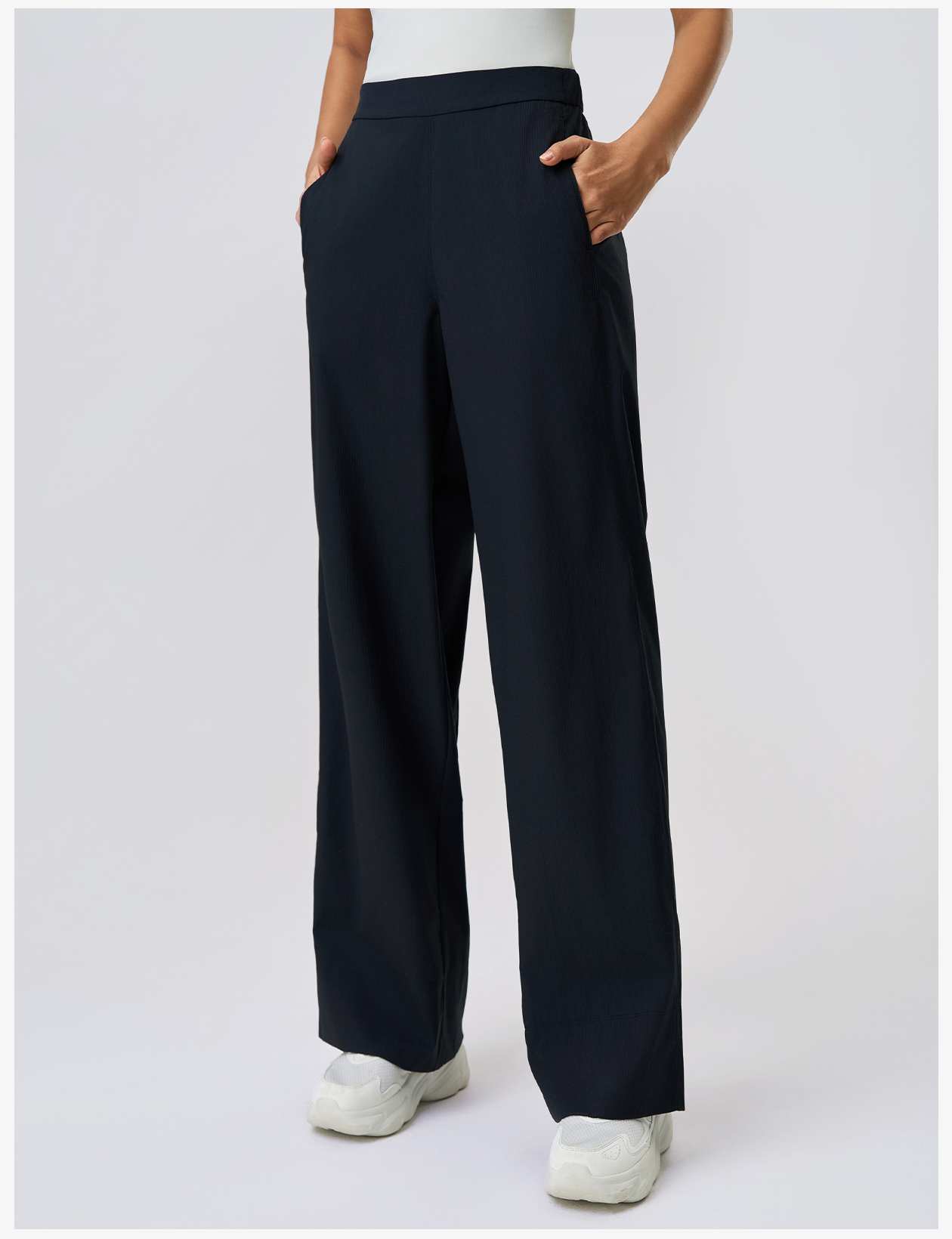 Women's Black High - Waisted Wide - Leg Pants, Loose - Fit Trousers for Yoga & Casual Wear