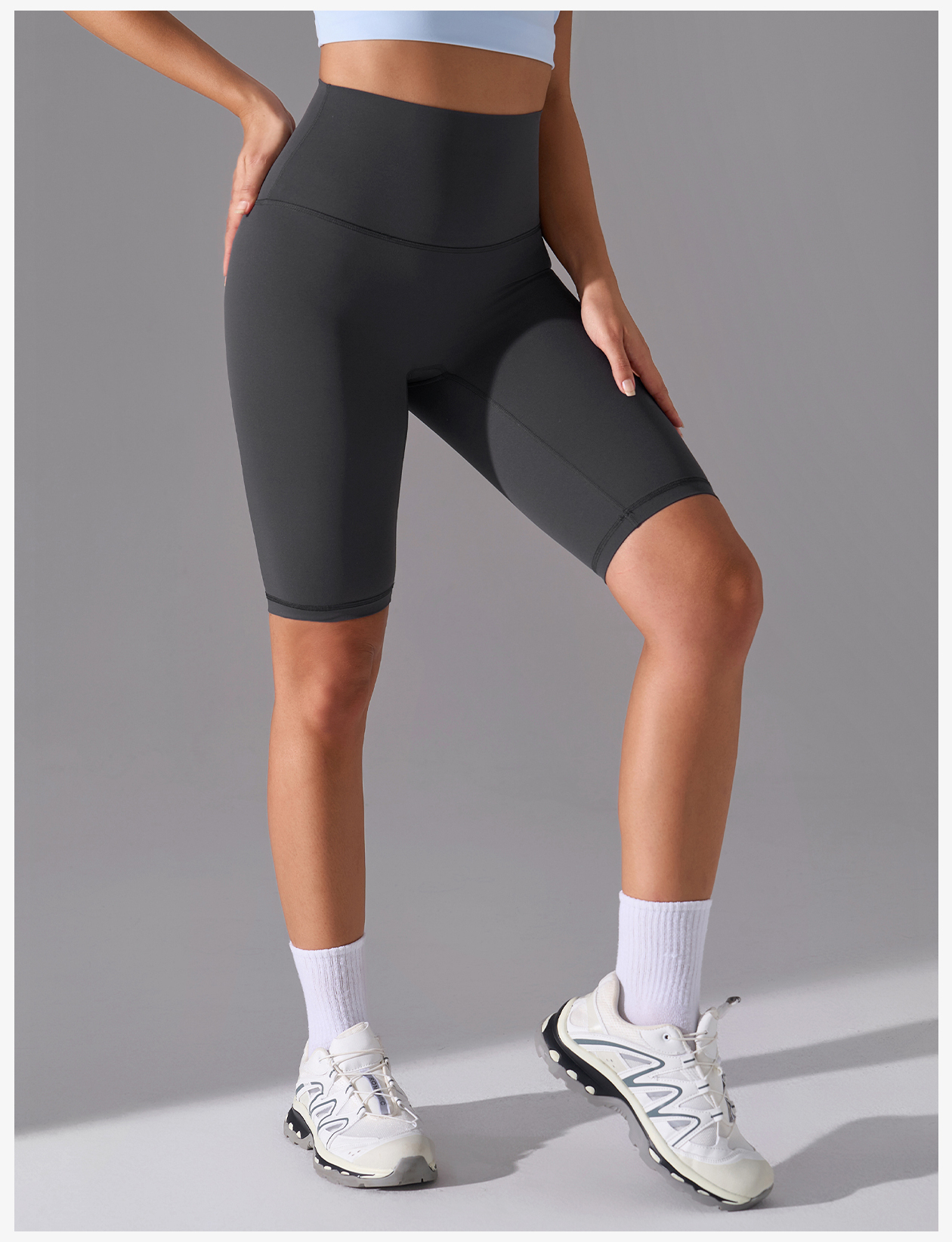 Women's Brown High - Waisted Biker Shorts, Tummy - Control Workout Leggings for Yoga & Running