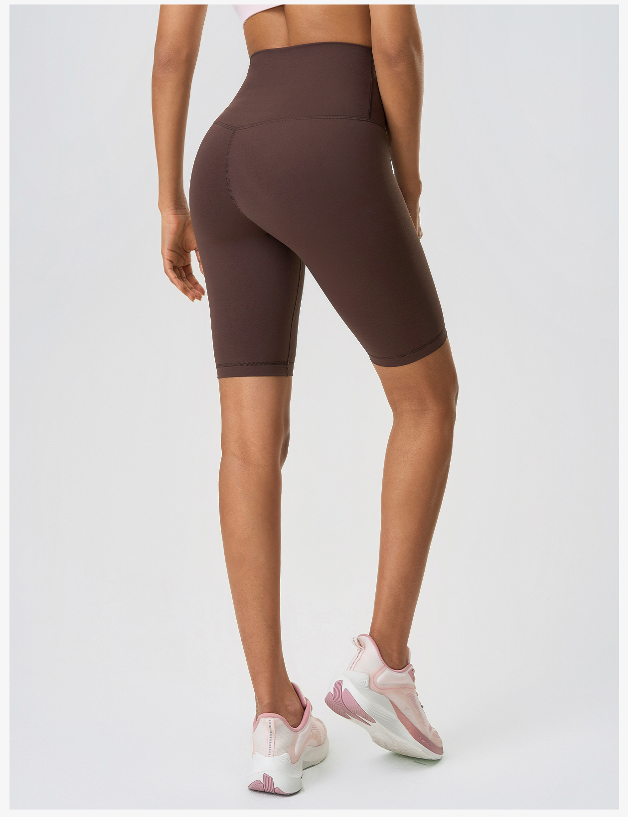 Women's Brown High - Waisted Biker Shorts, Tummy - Control Workout Leggings for Yoga & Running