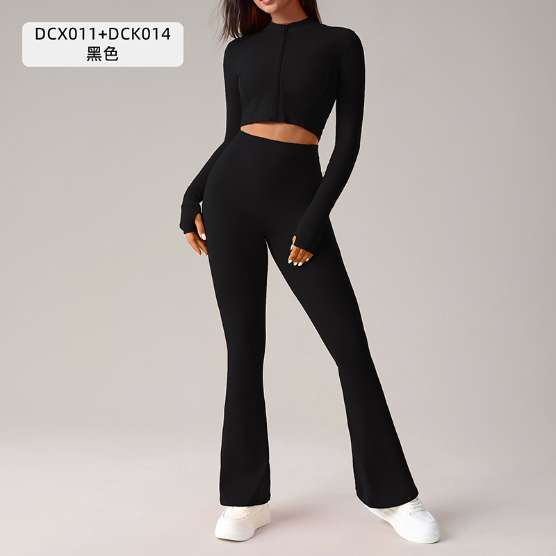 Women's Brown Twist - Front Sports Bra & Flared Leggings Set