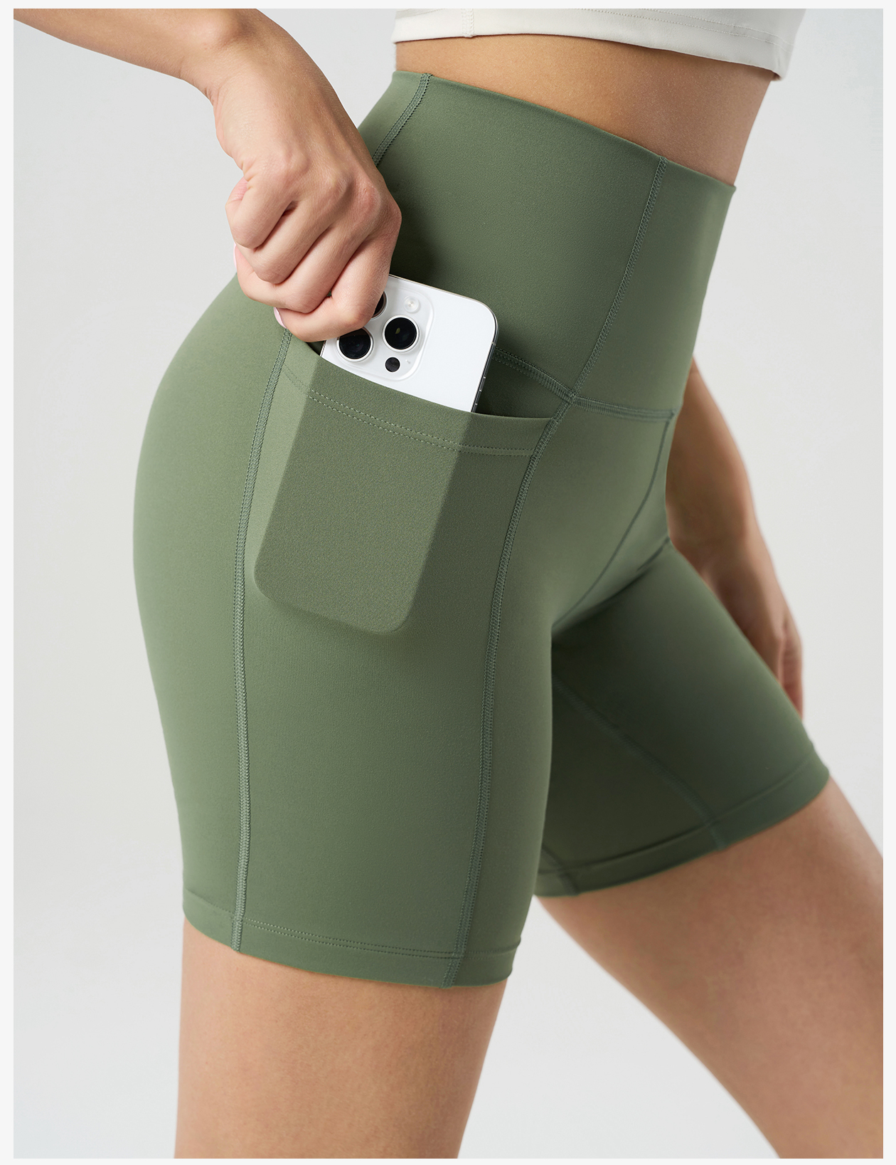 Women's High - Waisted Yoga Shorts with Pockets, Tummy Control Workout Biker Shorts for Gym, Running