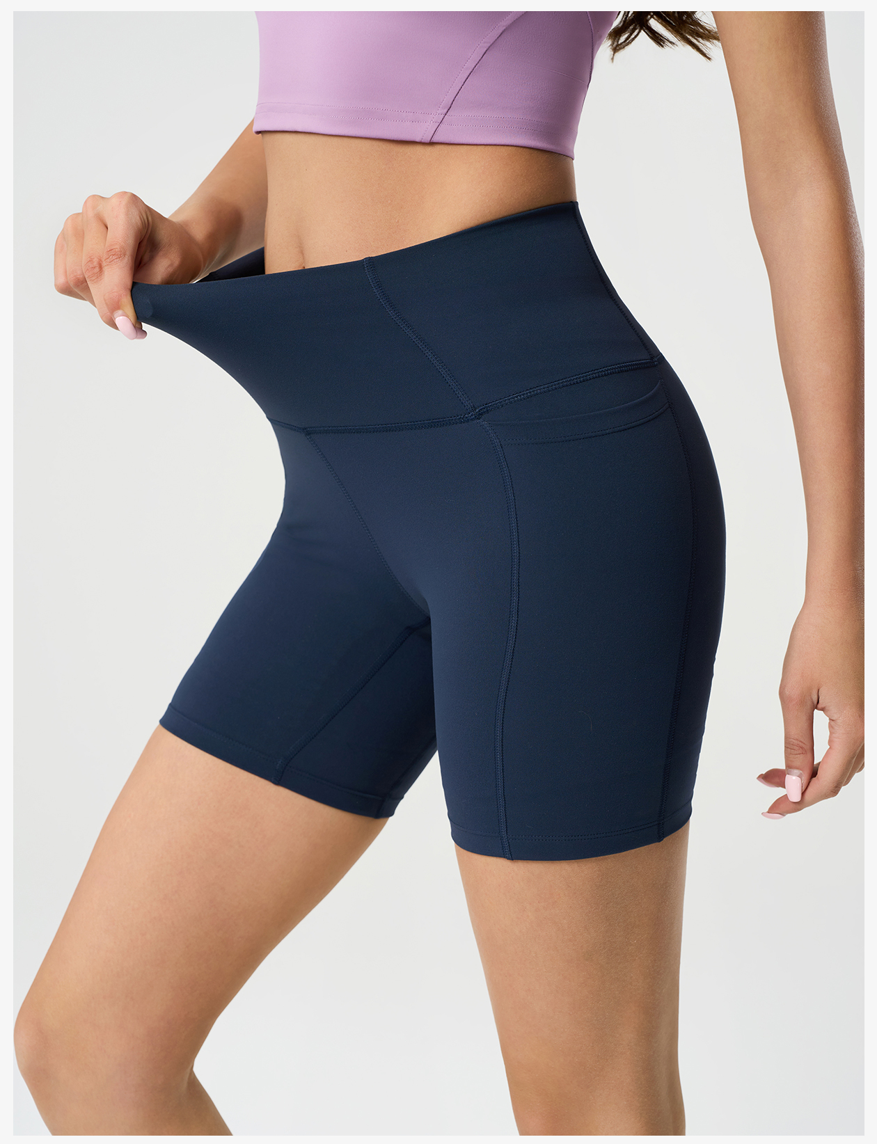 Women's High - Waisted Yoga Shorts with Pockets, Tummy Control Workout Biker Shorts for Gym, Running