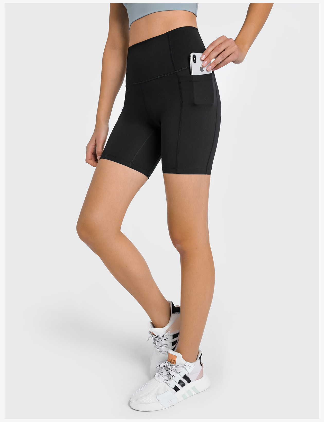 Women's High - Waisted Yoga Shorts with Pockets, Tummy Control Workout Biker Shorts for Gym, Running