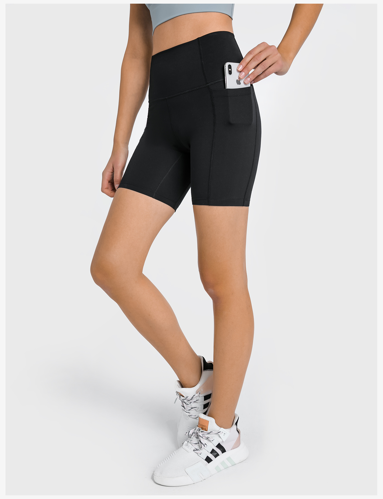 Women's High - Waisted Yoga Shorts with Pockets, Tummy Control Workout Biker Shorts for Gym, Running