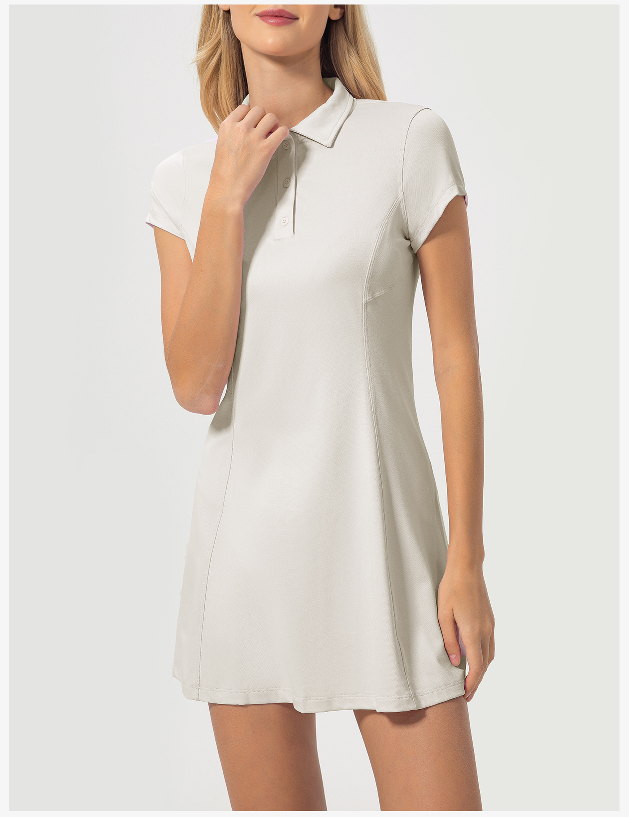根据图片内容，我为您生成的美国亚马逊英文标题如下： Women's Short Sleeve Polo Dress - Slim Fit A-Line Mini Dress with Collared Neckline, Green
