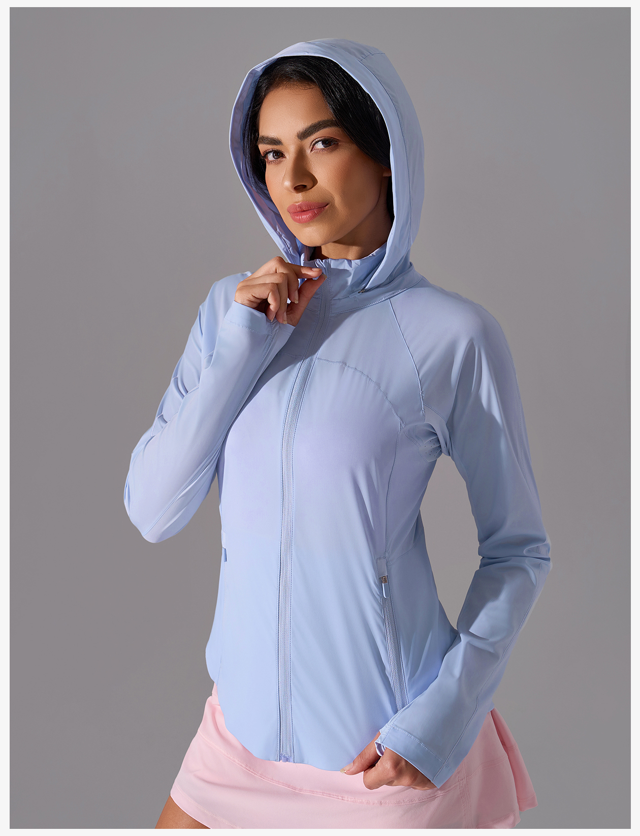 Women's Lightweight Full - Zip High - Neck Sports Jacket, Breathable & Quick - Dry Running Yoga Windbreaker 
