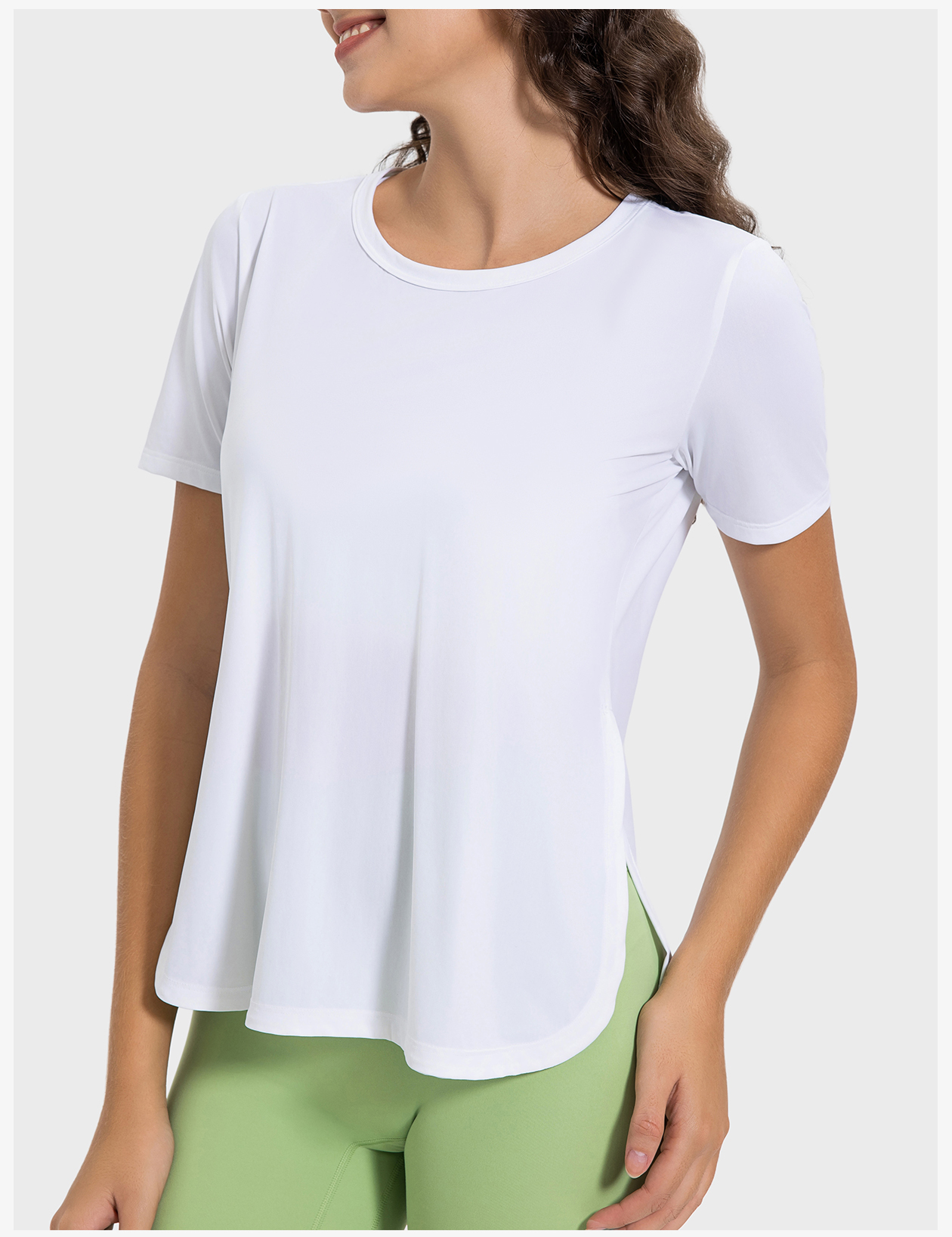 Women's Light Pink Short - Sleeve Crew Neck Workout Top, Breathable & Loose - Fit Yoga Shirt for Gym & Casual Wear