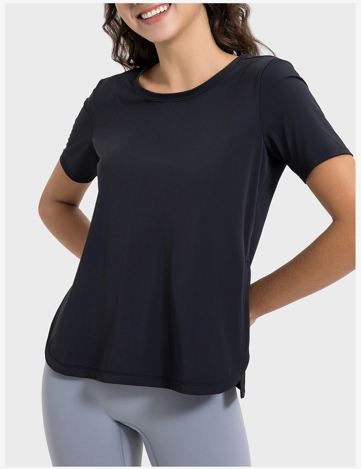 Women's Light Pink Short - Sleeve Crew Neck Workout Top, Breathable & Loose - Fit Yoga Shirt for Gym & Casual Wear