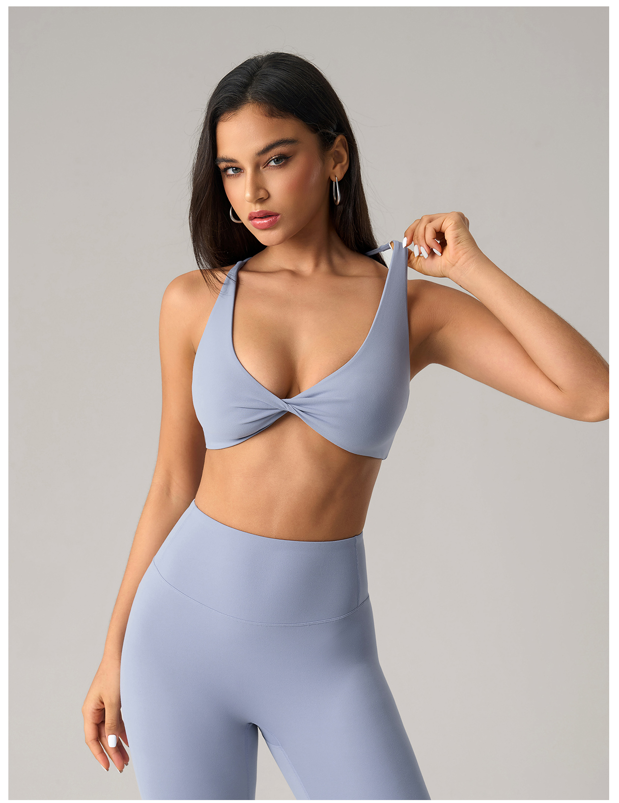 Women's Twist - Front Halter Sports Bra and Leggings Set - Brown Activewear