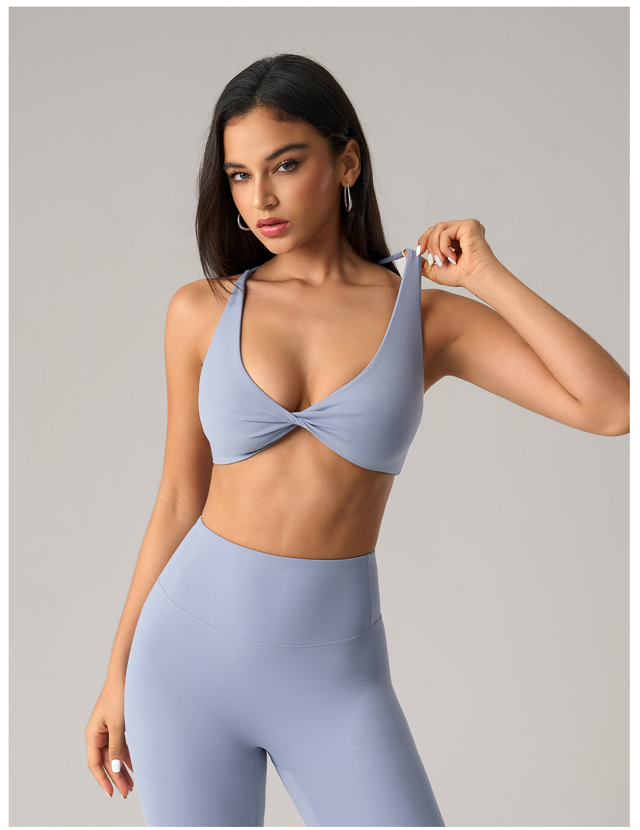 Women's Twist - Front Halter Sports Bra and Leggings Set - Brown Activewear